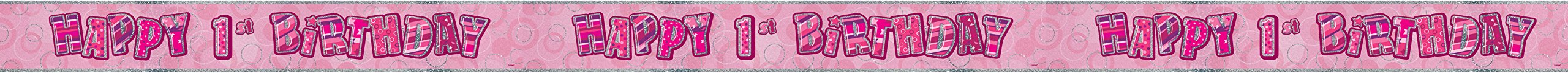 Unique Party 92068 - 9ft Foil Glitz Pink Happy 80th Birthday Banner — view 124