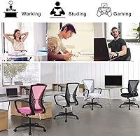 Vista 5 de HHS Silla de oficina ergonómica de malla, silla de computadora giratoria con ruedas, cómoda silla ejecutiva con soporte lumbar, sillas de gestión
