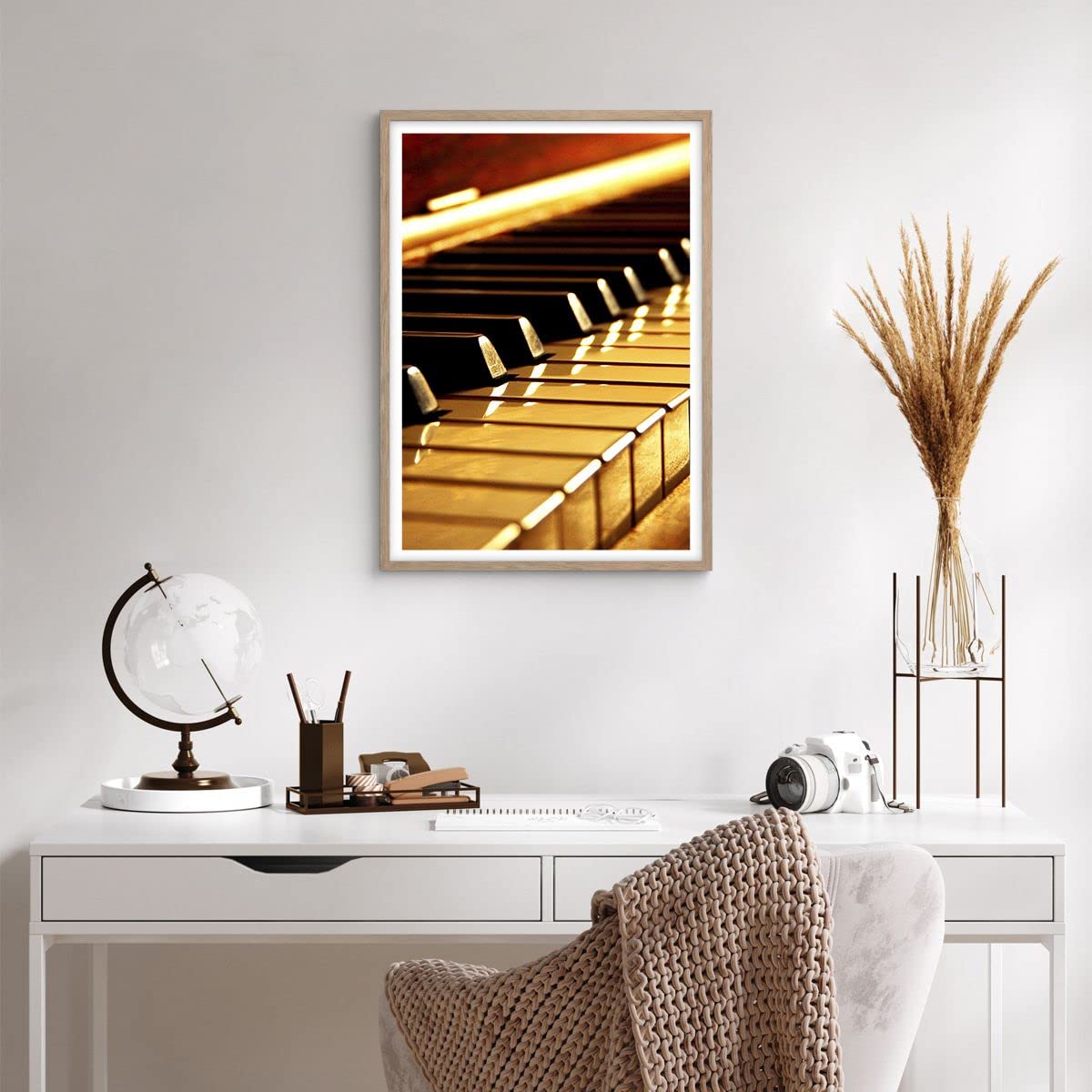 ARTTOR Poster Wandbild Kunstdruck 50x70cm Musik - 2200 - P2N | Klavier Konzert Vertikal mit hellem Eichenrahmen Wohnzimmer Schlafzimmer Küche Büro Wanddeko Kunstposter ARTTOR