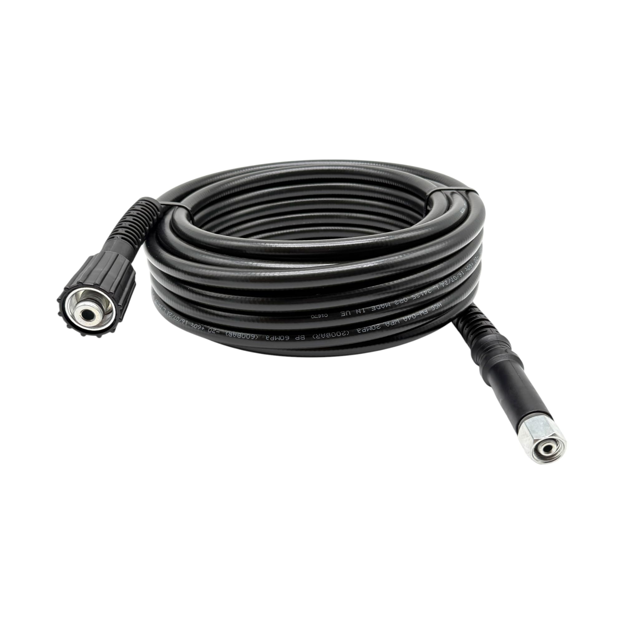 Tuyau haute pression DN6 200 bar M22 x 1,5 IG 14 mm, mandrin sur M14 IG, tuyau de rechange, pour nettoyeur haute pression compatible avec les appareils Kärcher – M&M Smartek (15 mètres)
