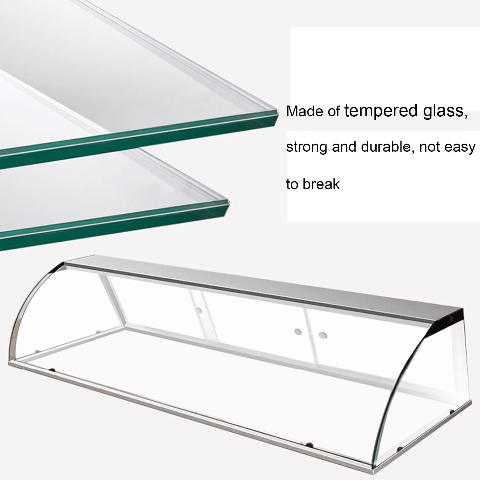 Vetrina Refrigerata Banco, Protezione Per Pane Commerciale In Vetro Temperato Curvo, Vano Portaoggetti Trasparente Banco Porta Scorrevole Posteriore(120X53X50CM)
