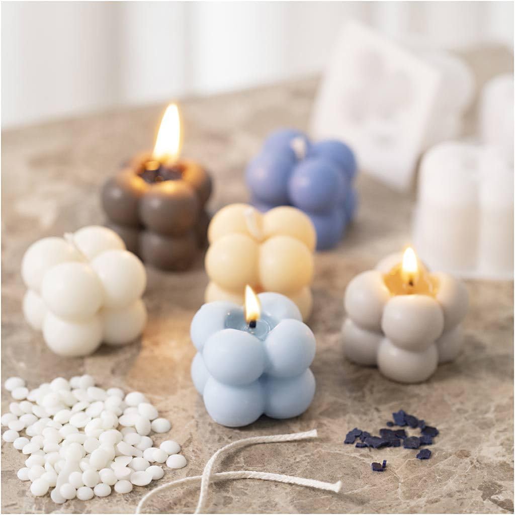 Creative Craft Kit Candle Making, Warm Beige, Cream, Light Blue, Soy Candles, 1 Pack