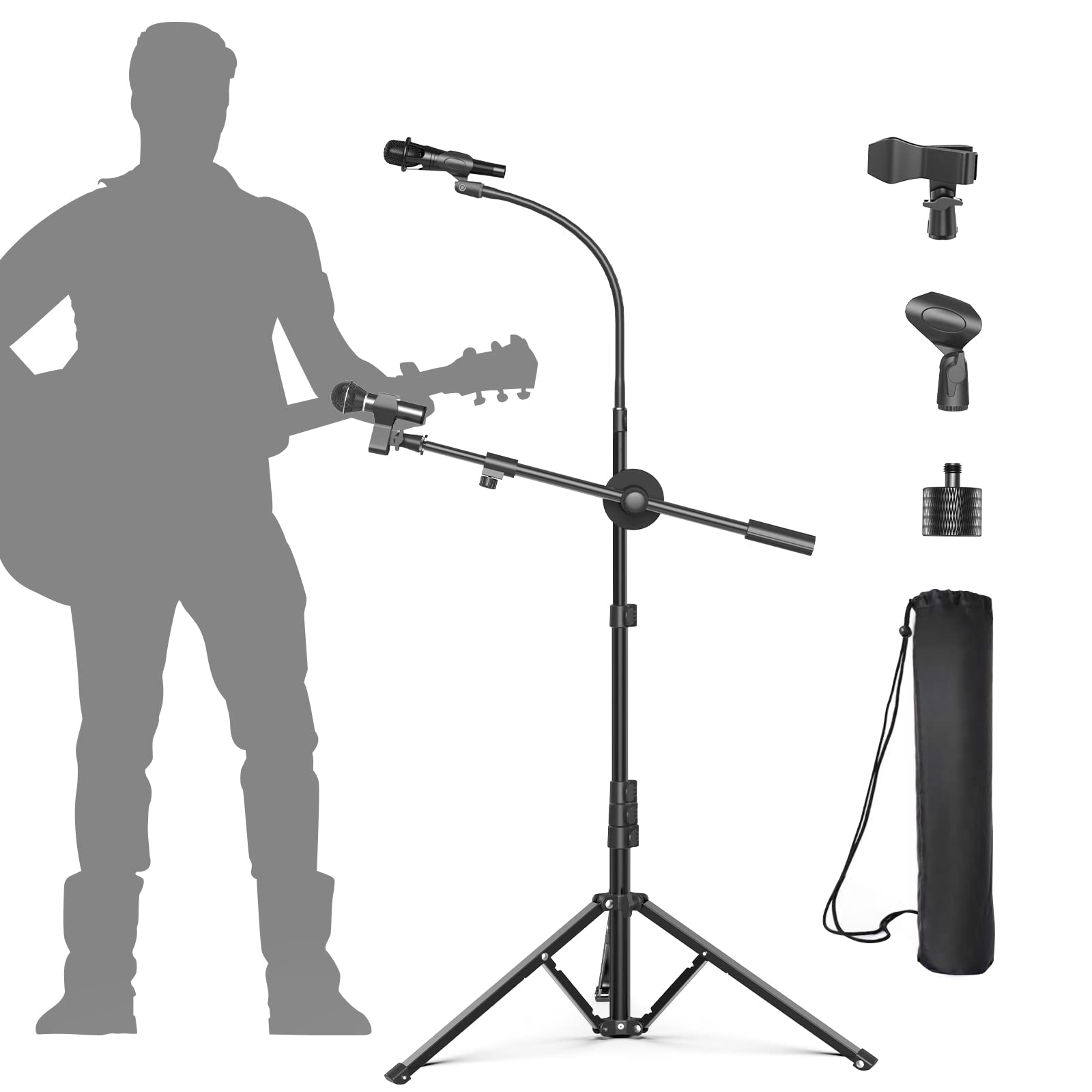 Buy Microphone Tripod Stand, KDD Gooseneck Mic Boom Arm Stand Height