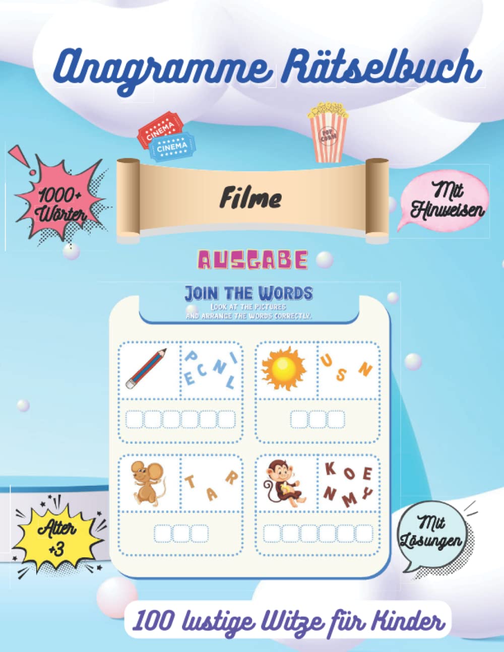 Anagramme Rätselbuch: Filme Ausgabe: +1000 fantastische thematische Anagramm-Rätsel für Filme Liebhaber mit Lösung | Lustiges und herausforderndes ... | Mit urkomischen Wit (German Edition)