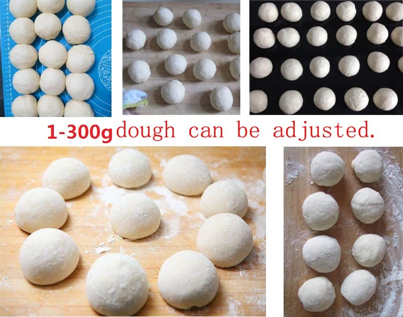 TXMACHINE Bread Dough Divider Rounder 1-300g Automatic Pizza Dough Ball Maker Cutter Machine with 6molds,can custom dough shape and weight (220V/50HZ, wheat dough)