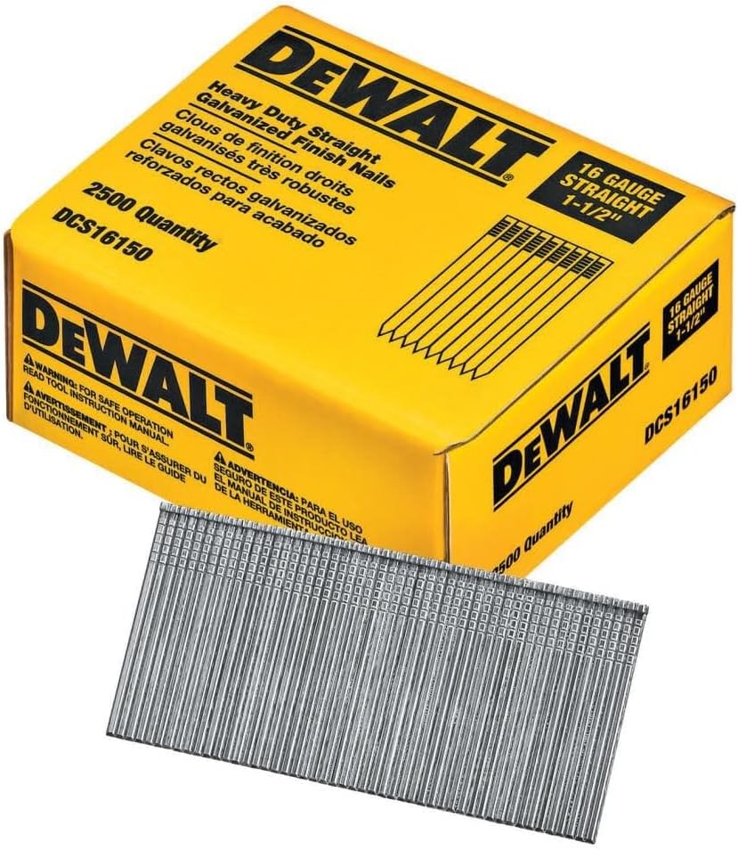 DEWALT Finish Nails, 1-1/2-Inch, 16GA, 2000-Pack (DCS16150), Glossy Exclusive Paper