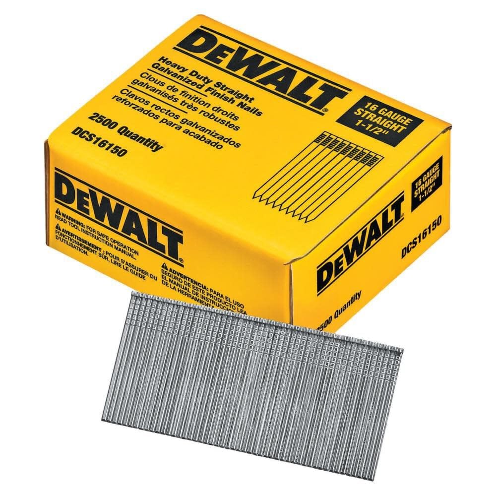 DEWALT Finish Nails, 1-1/2-Inch, 16GA, 2000-Pack (DCS16150), Glossy Exclusive Paper