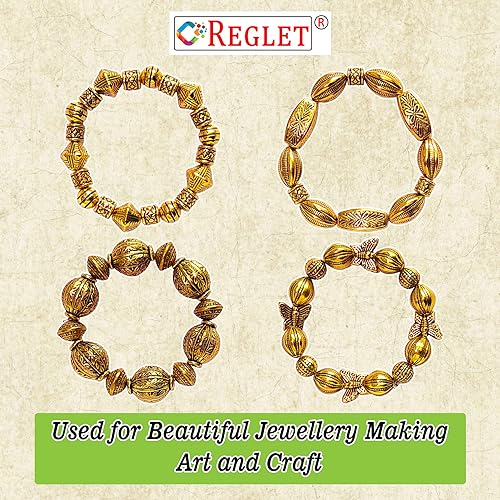 Image of 340 Pcs Golden Antique Beads for Jewellery Making Kit, Beads for Bracelet Making Kit, Beading, DIY Beadwork, Crafting, Embroidery, Bead Craft - 12 Designs, Acrylic, 280g, Pearls for Craft
