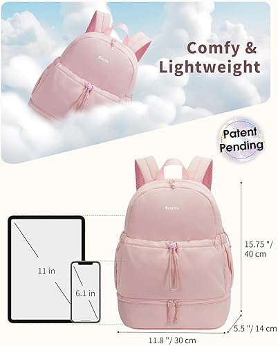 Miniatura 6 de Ceneda Mochila de gimnasio para mujer, mochila acolchada ligera con compartimento para zapatos para fitness, uso diario y viajes