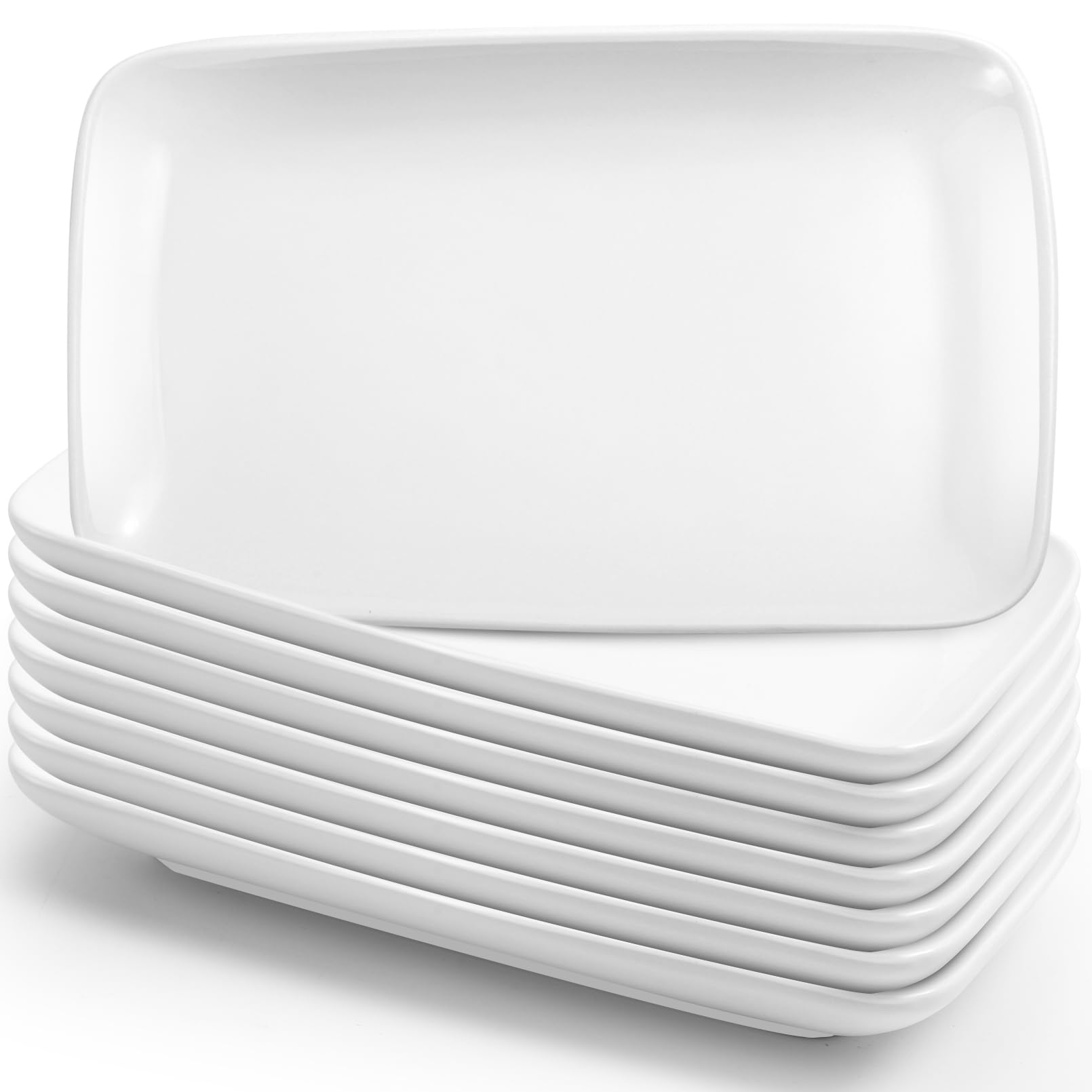 Set di piatti da insalata rettangolari da 20 cm, piatti da dessert in porcellana, piatti da portata bianchi, piatti da portata in ceramica, piatti da portata, lavabili in lavastoviglie e in