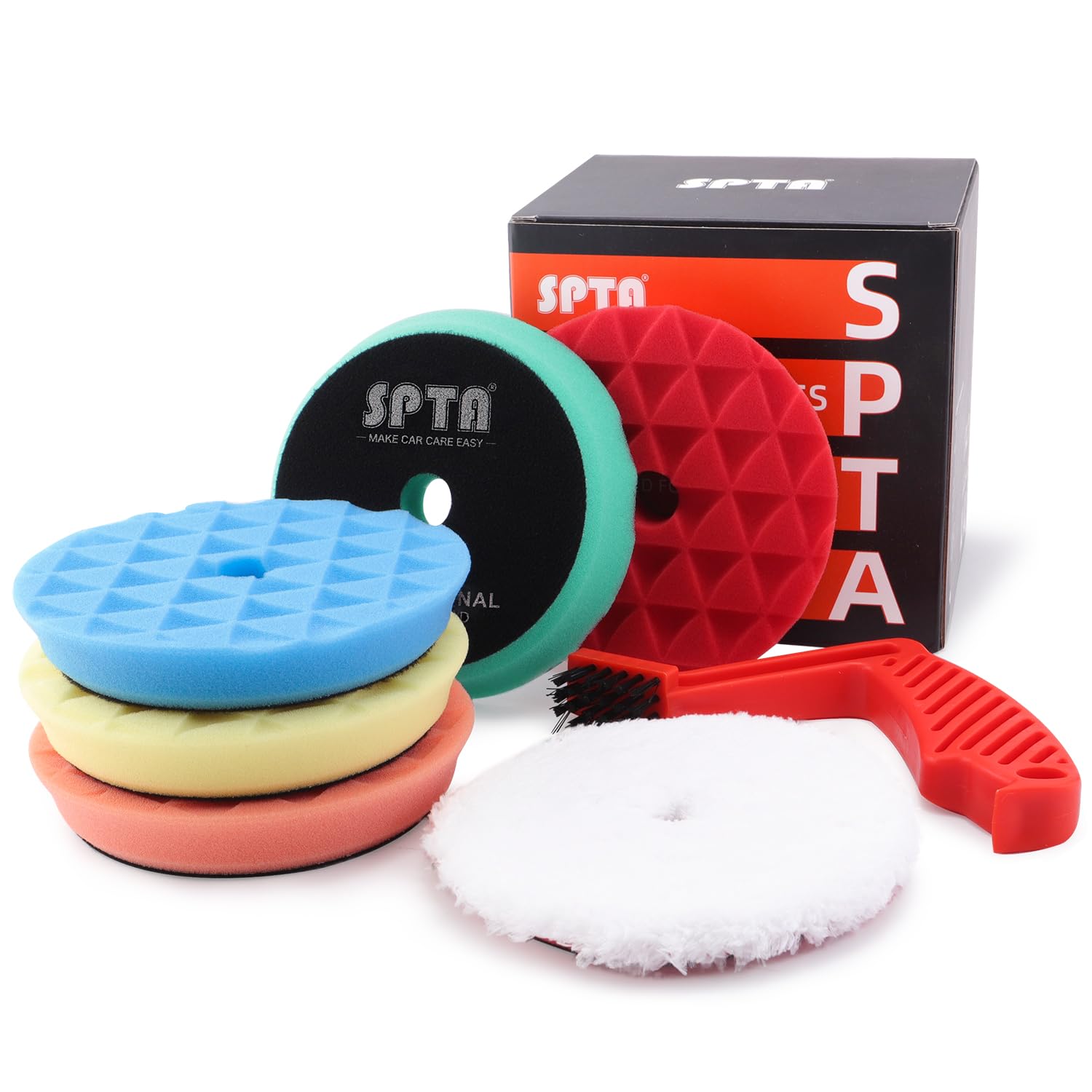 Polishing Pads 5Pc 6 Inch 150mm Orbital Buffer Polisher Pads and 1Pc Microfiber Buffing Pads Foam Polish Pad