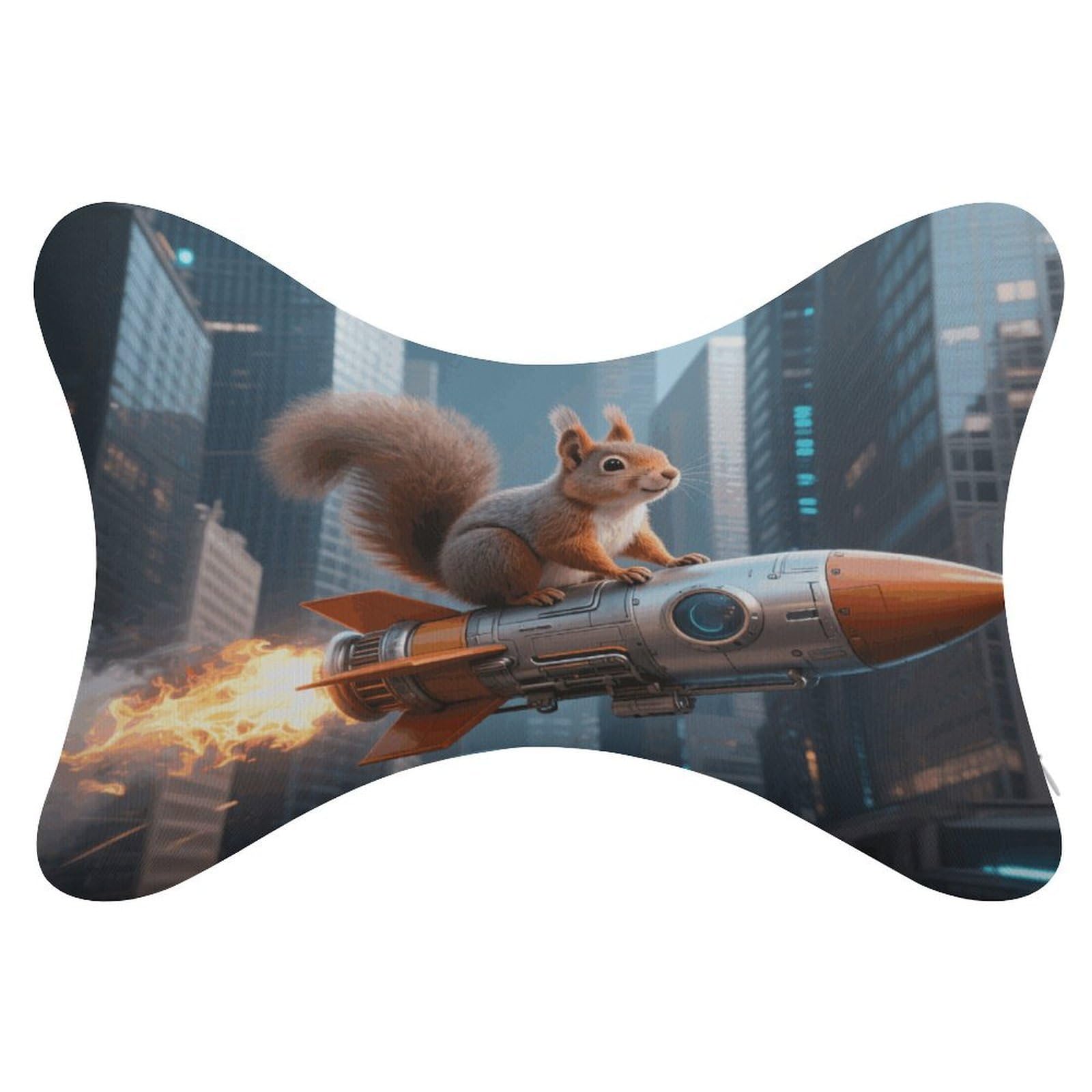 VstaDank Rocket Squirrel Car Pillow Soft Car Neck Pillow Breathable Dog Bone Shaped Travel Neck Pillows Washable Removable All-Season Universal Cars Head Rest Pillows