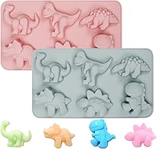QYCX 2 Pcs Cute Dinosaur Silicone Molds Cartoon Animal Silicone Chcolate Mold Kid’s Cartoon Dino Candy Mold Ice Cube Trays Cake Baking Mold Soap Mold Fondant Mould for Cake Topper Party Decorations DIY Gummy Mousse Jelly Ice Cubes Caramel Ganache