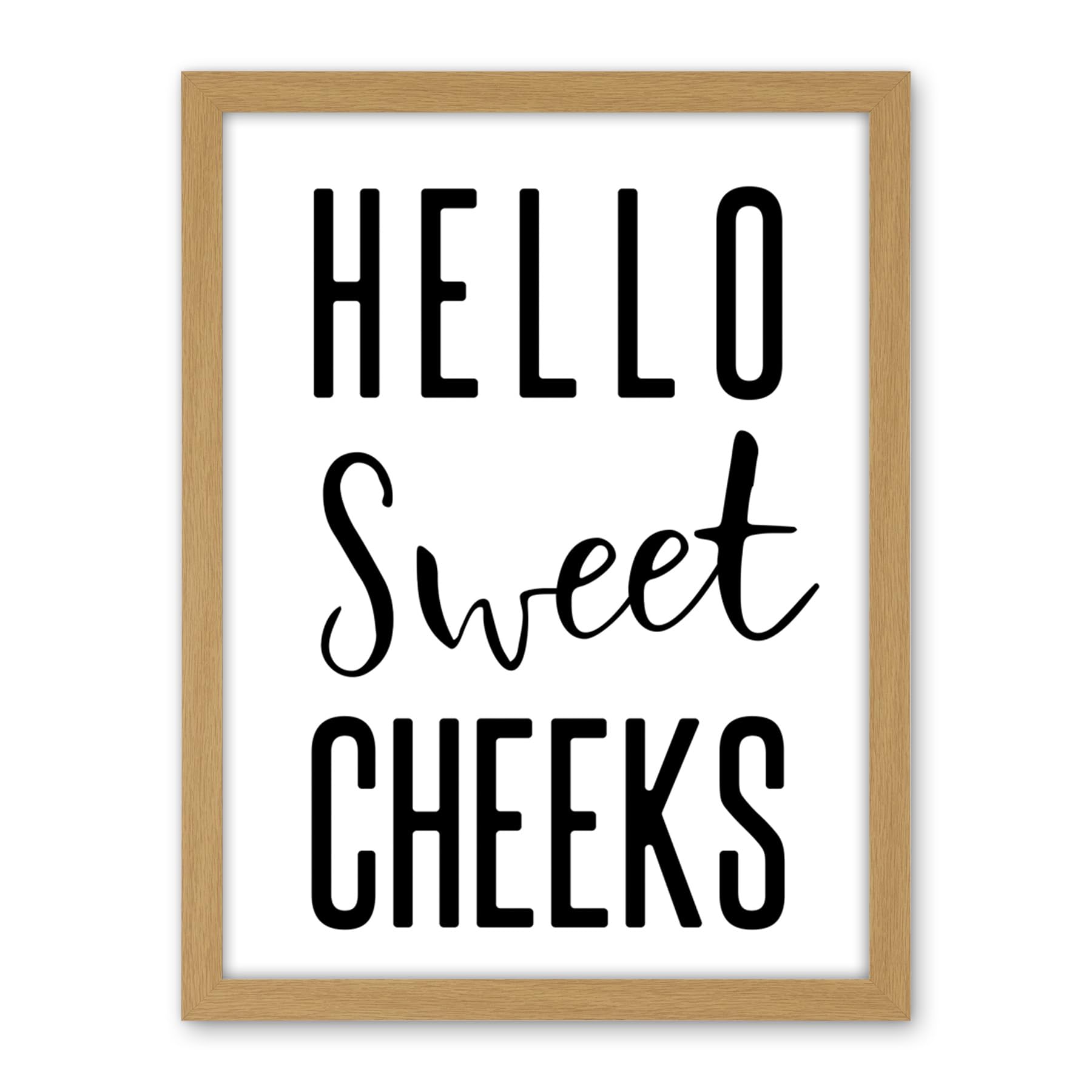 Artery8 Funny Bathroom Wall Art Hello Sweet Cheeks Cheeky Toilet Sign Artwork Framed Wall Art Print 18X24 Inch
