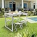 FrenzyBird Folding Picnic Table with 4 Stools, Aluminum Table Oxford Mat Chair Set for up to 4 Persons, Portable Lightweight and Heights Adjustable for Outdoor Camping Dining BBQ Party