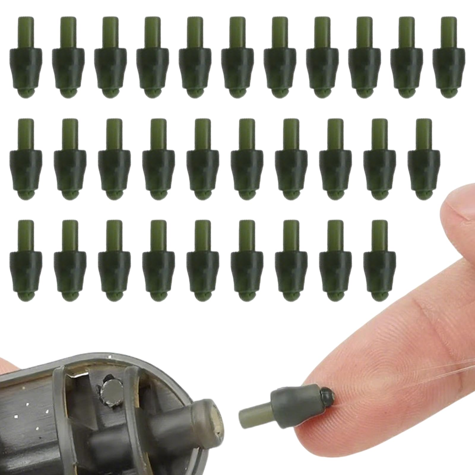 Create idea 30Pcs Quick Change Connector Replacement Method Feeder Connectors Quick Change Beads Fishing Accessories for Stillwater River Green