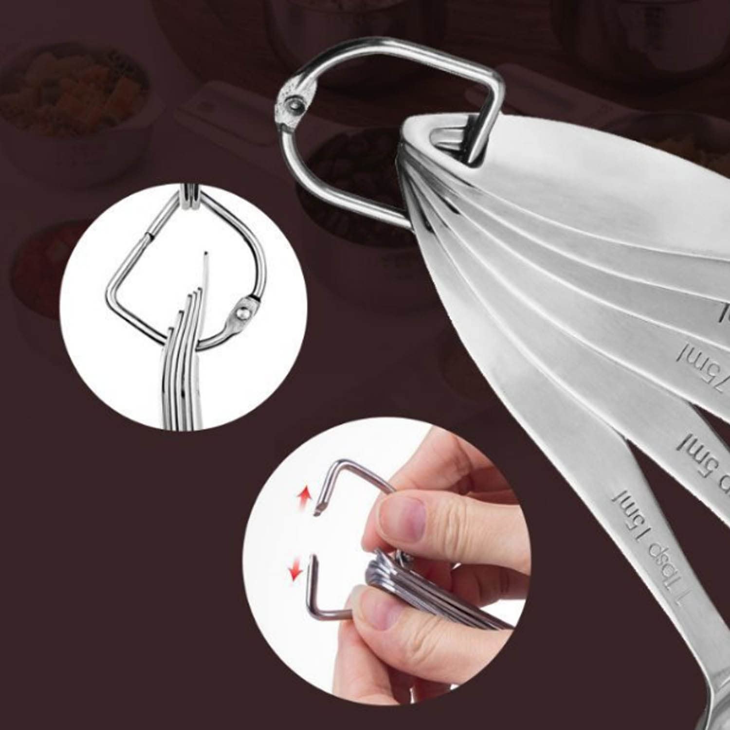 Lot de 13 Tasses et Cuillères à Mesurer en Acier Inoxydable 304 (18/8) Empilables Ustensiles de Cuisine Cuillère à Thé Carrée Robuste pour Séchage Humide