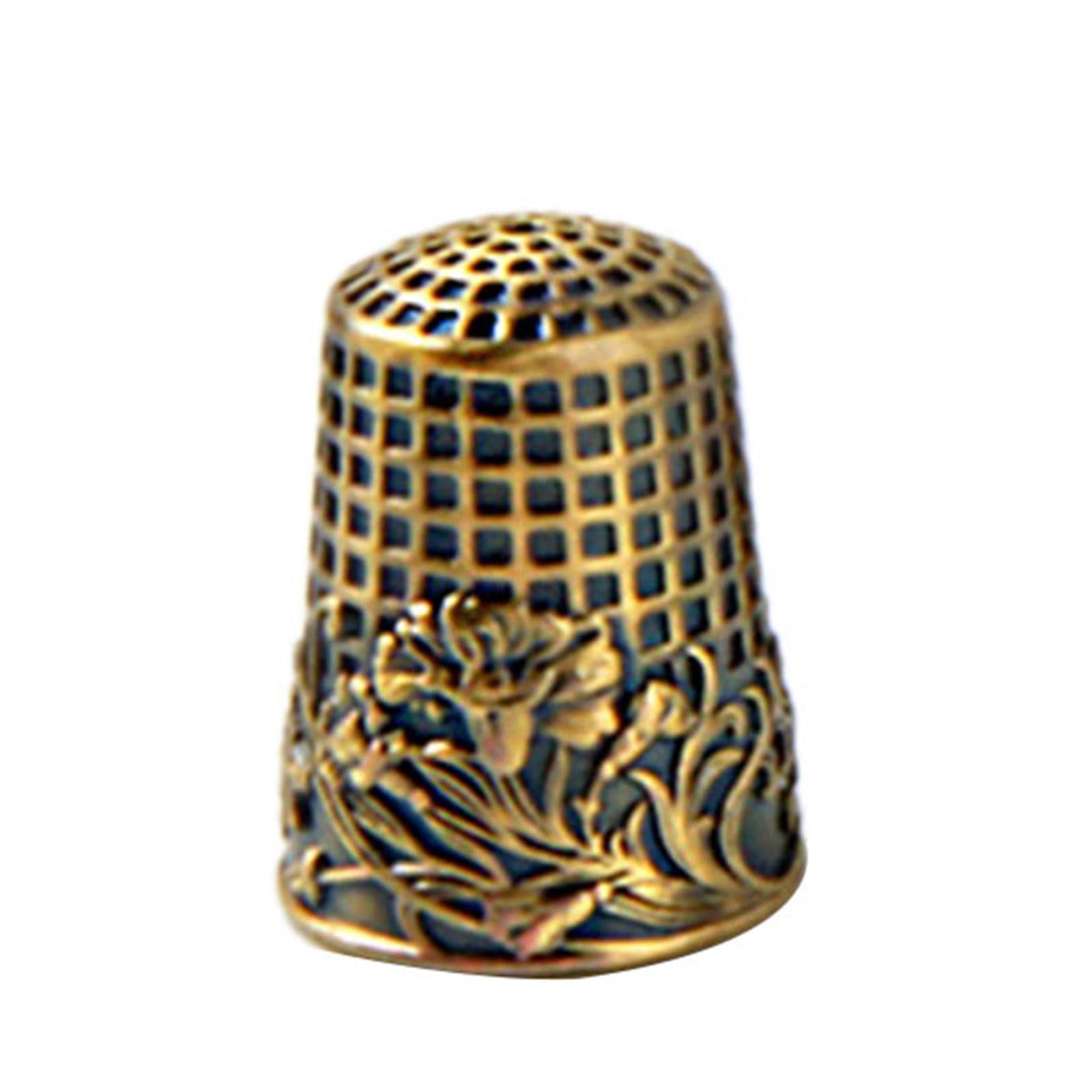Fazvncv Practical Sewing Needle Storage Organizers Vintage Metal Case Sewing Thimble Rings Awl Tool Vintage and Elegant Look Thimble Rings