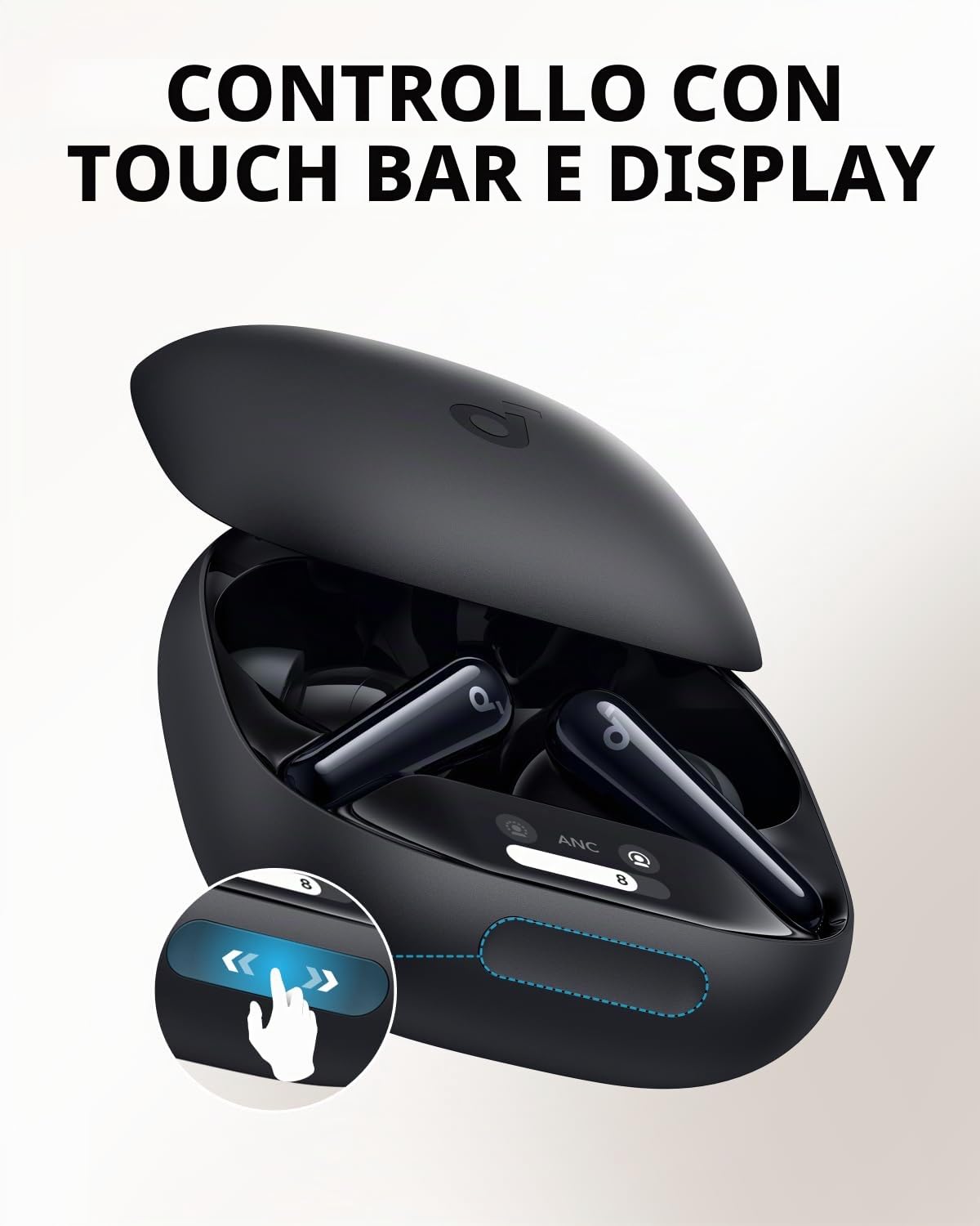 Soundcore Liberty 4 Pro auricolari wireless con cancellazione rumore adattiva, 7 sensori, ricarica veloce, audio Hi‑Fi, chiamate nitide con 6 microfoni AI (Ricondizionato)
