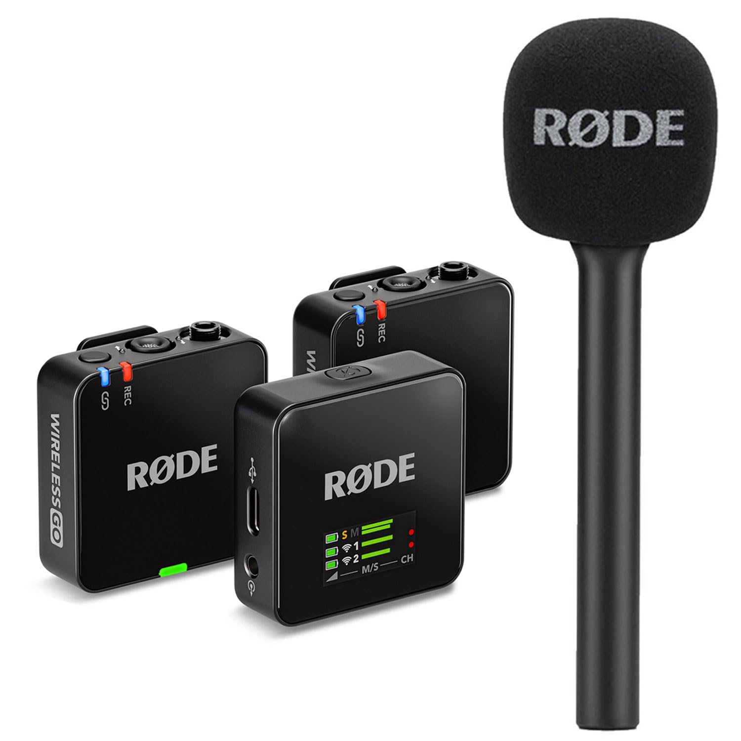 Rode Wireless GO Generation 3 bezprzewodowy 2-kanałowy system mikrofonowy z adapterem ręcznym Interview GO i futrzaną ochroną przed wiatrem