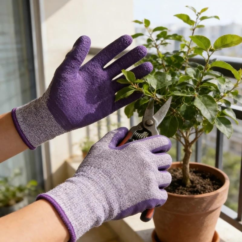 Compatible con guantes de trabajo de látex transpirables, color morado | Guantes elásticos antideslizantes con relieve for tareas de manipulación diaria.