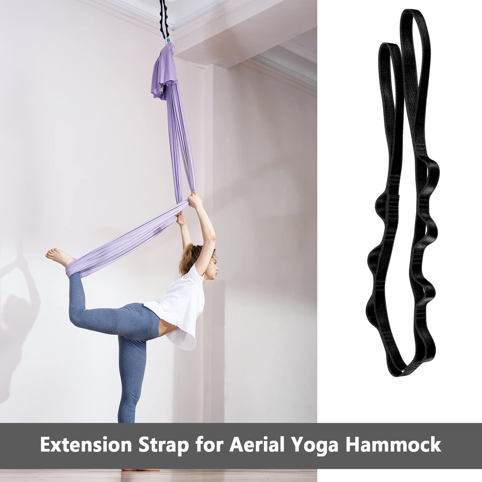 Daisy Chain 180 cm|Cinghie per Altalena per Yoga|Passante per Arrampicata|Stretching Yoga Amaca|Fascia per Esercizi Regolabile in Nylon|Fascia per Esercizi per Stretching,Pilates,Fitness