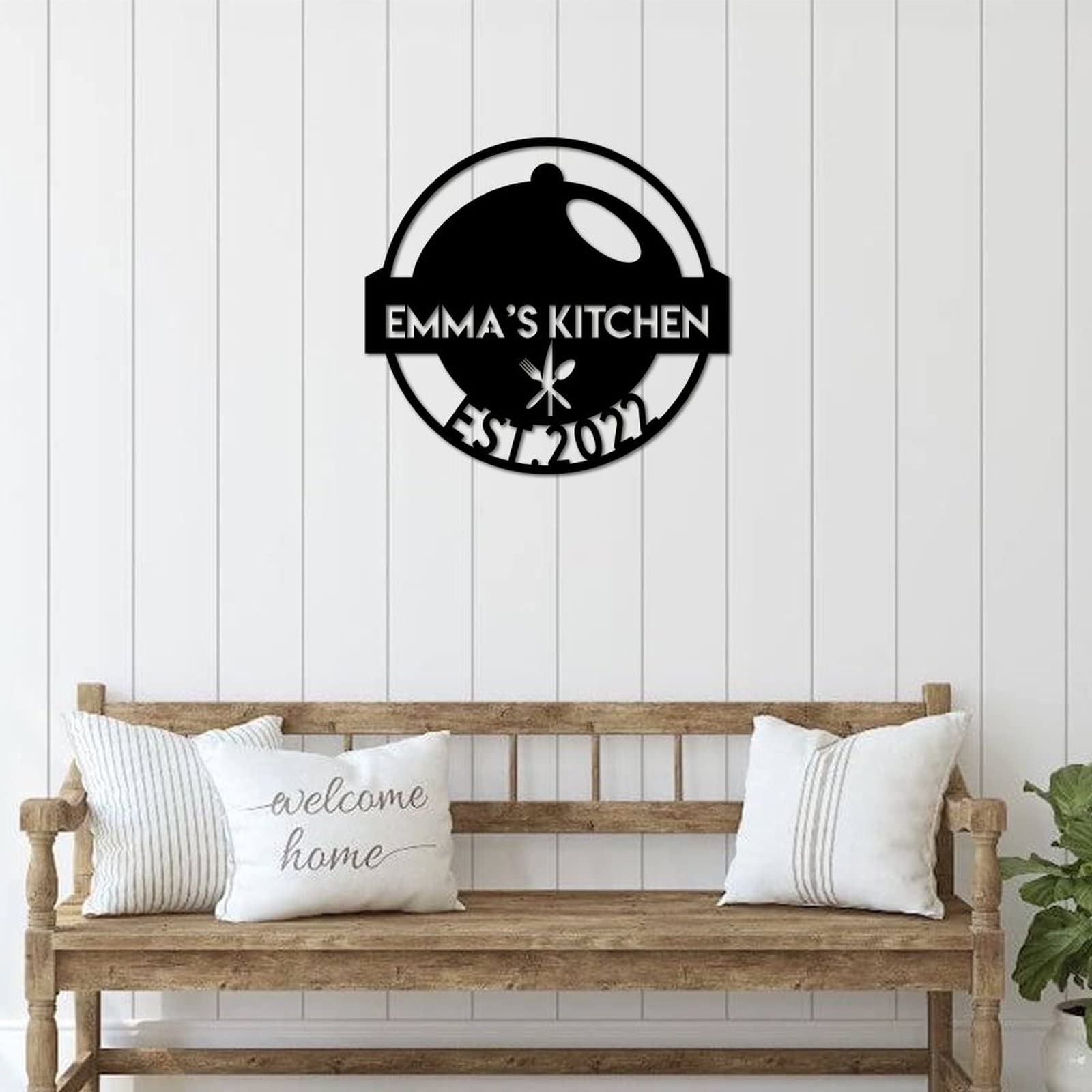 Letrero de metal personalizado para cocina, letrero de nombre personalizado para cocina, letrero de apellido, decoración del hogar, regalo para amantes de la cocina, regalo de cocina para mamá, regalo