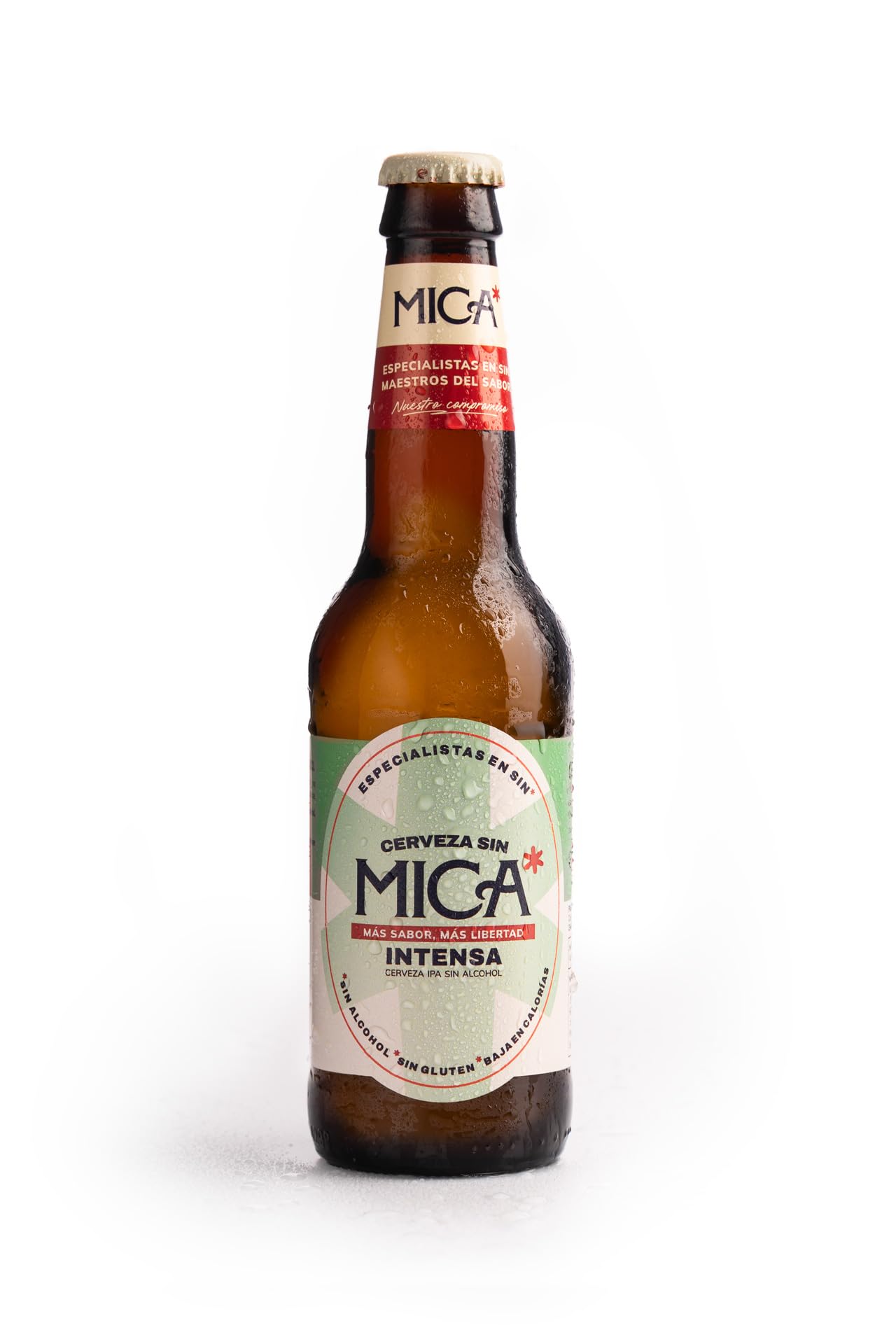 Piwo bezalkoholowe Mica – butelki 33 cl. Piwo bezalkoholowe typu IPA (0,4% obj. alkoholu), bezglutenowe, niefiltrowane i niskokaloryczne. (12, IPA)
