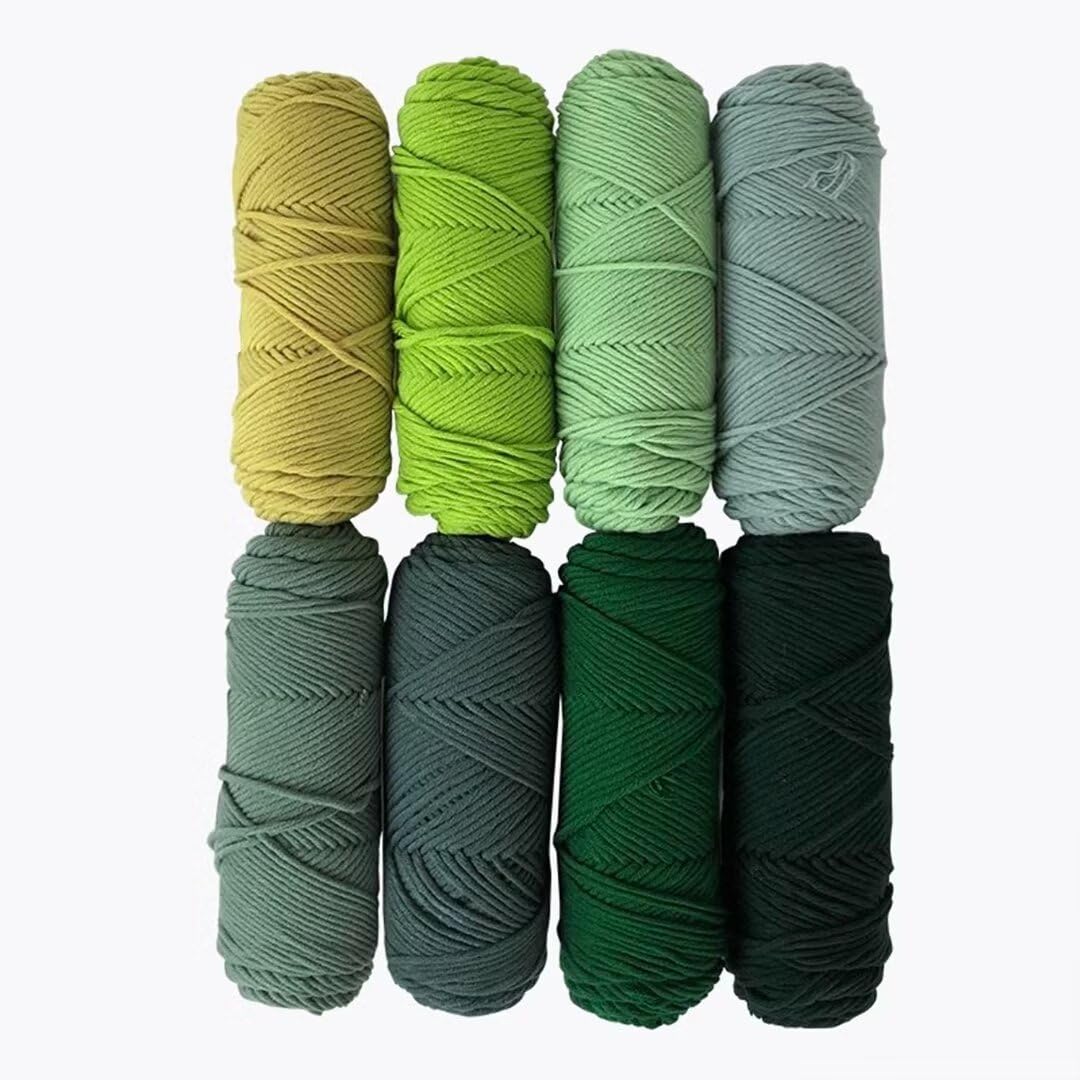 Farbiges Strickgarn, Tufting Punch Needle Häkelgarn, Polyester-Baumwoll-Mischgewebe, 8-fädig, Farbverlauf, Grün, 100 g/200 g(100g ball)