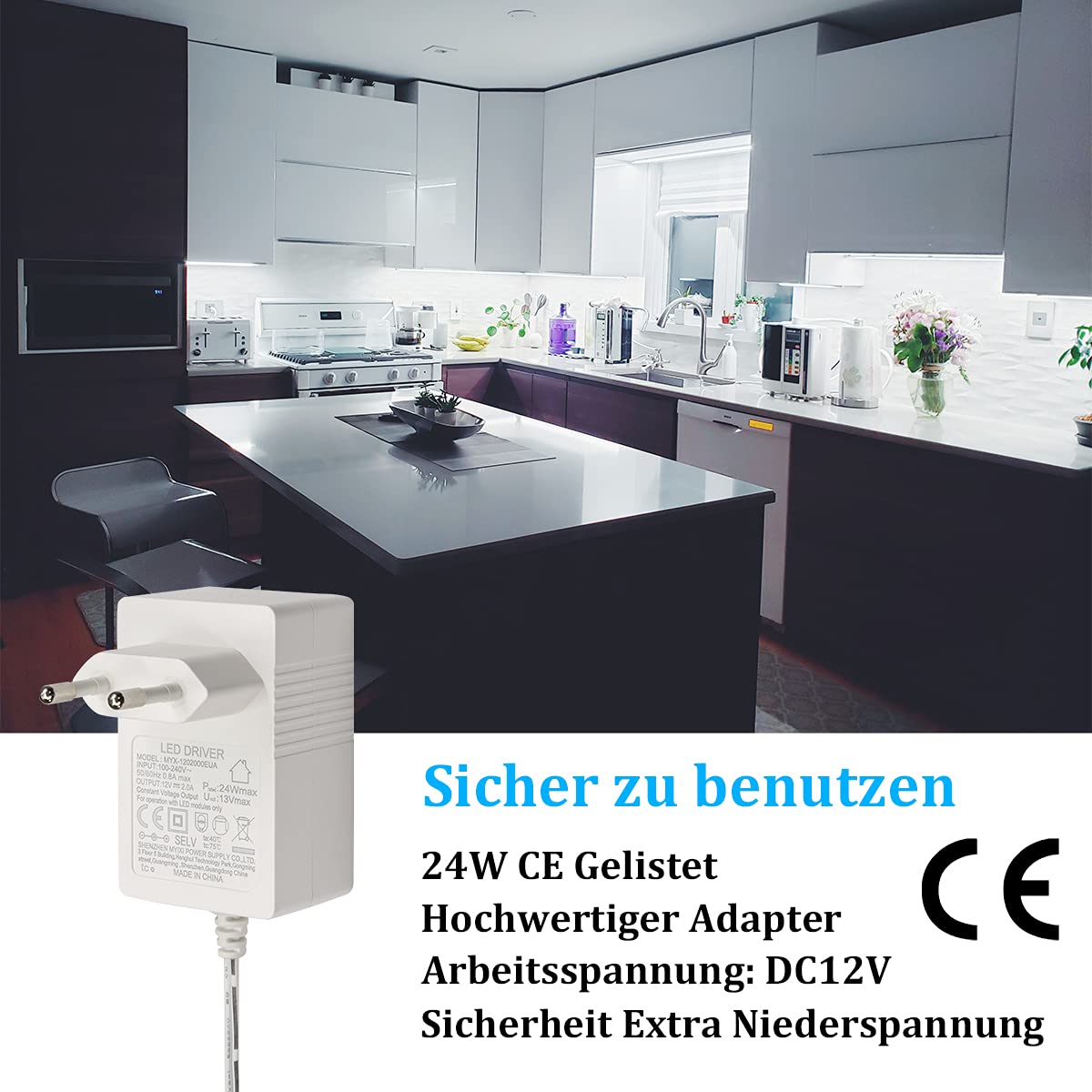 WOBANE Striscia Led 10 Metri Bianco, 2 * 5m Strisce Led Luce Bianca Freddo 6000K con Telecomando Dimmerabile, Striscia Led Adesiva con Alimentatore 12V per Decorazione Interni,Camera,Soggiorno,Cucina