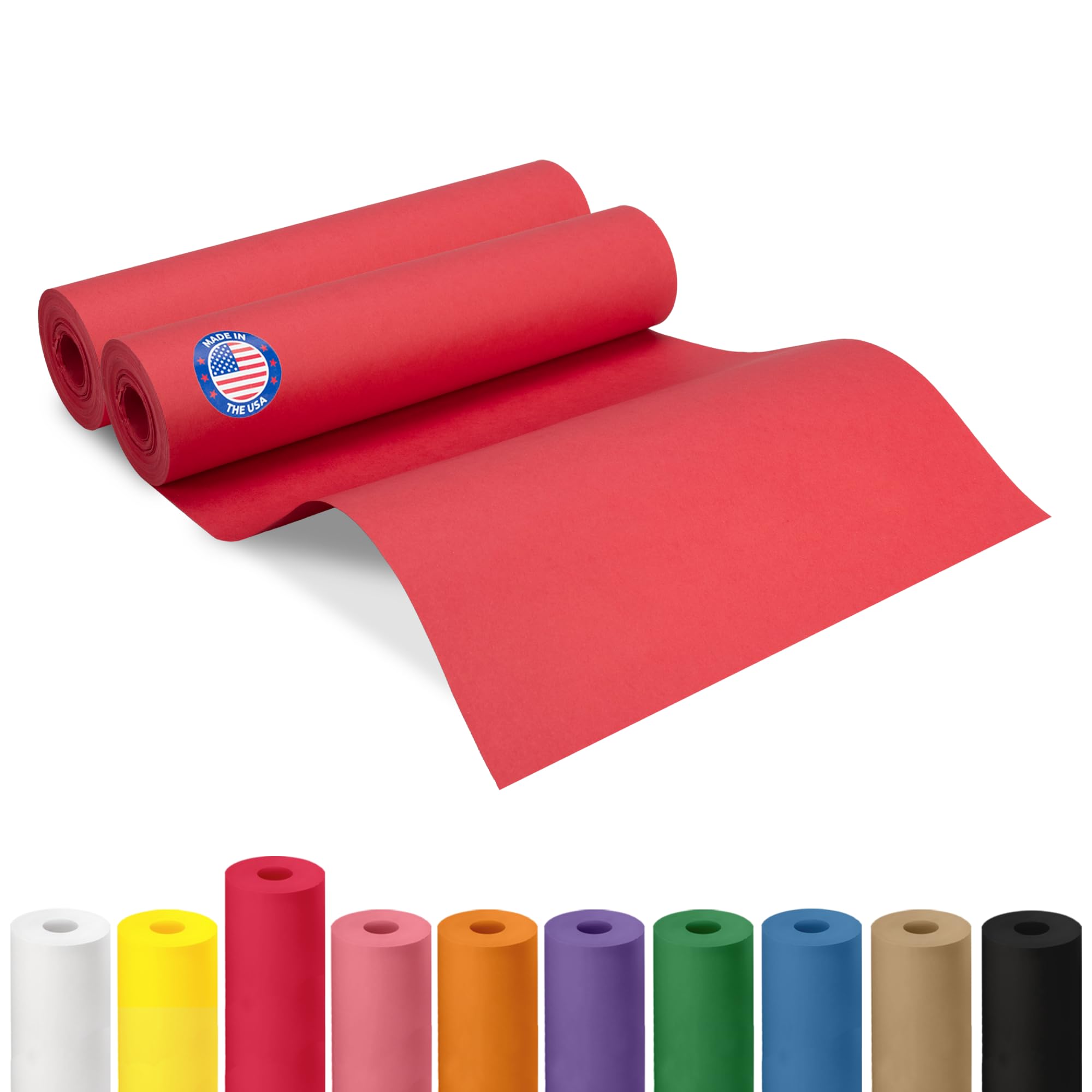 IDL Packaging Lot de 2 rouleaux de papier kraft rouge de 30,5 x 3048 cm – Fabriqué aux États-Unis pour emballage cadeau, loisirs créatifs pour enfants, projets scolaires – 100 % recyclé, matériau