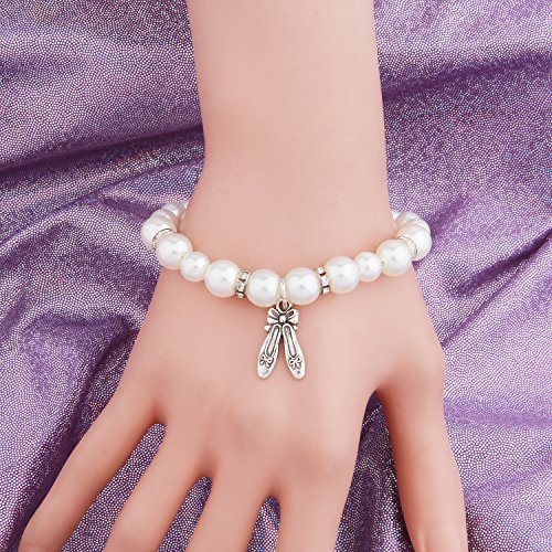 ENSIANTH Dance Lover Gift Pearl Bracelet Dance Jewelry With Dancing Shose Dance Recital Gift2