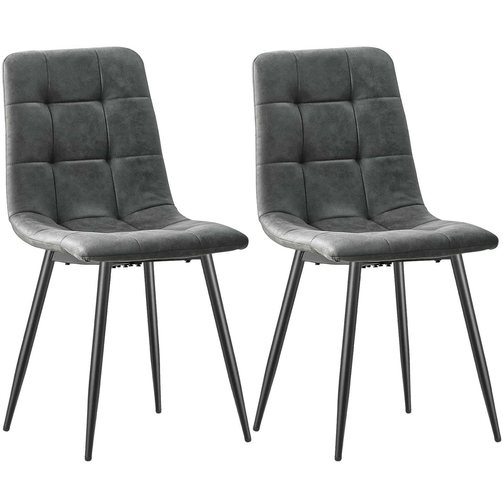 ANVOFONG Sedie Sala da Pranzo set da 2,Panno Tecnico Sedie Cucina,Salotto Con base in Metallo,Adatto a Sale da Pranzo, Soggiorni,Cucine,Camere da Letto e Sale di Ricevimento-Grigio scuro