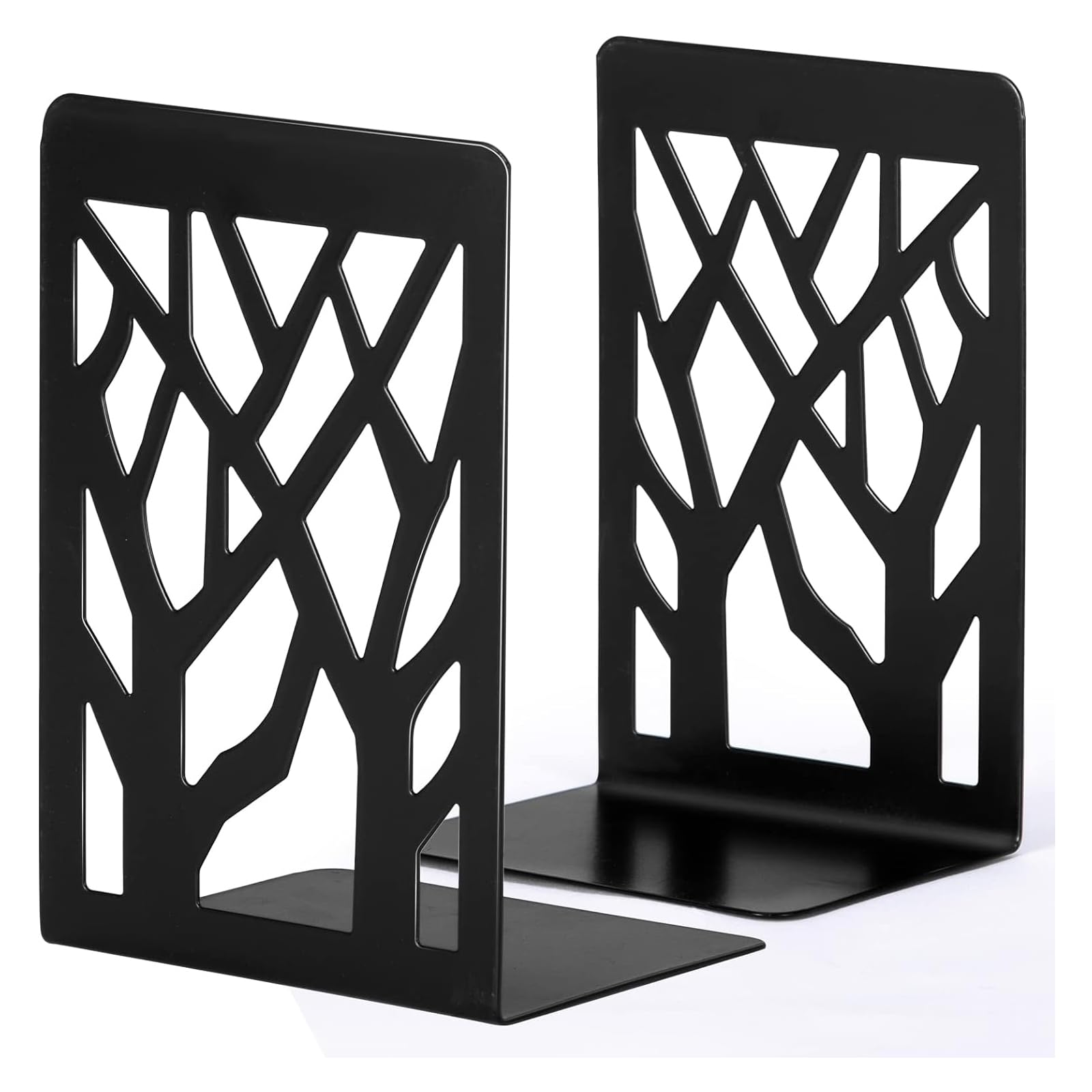 Bolivia's Decorative Metal Bookends, 2 Pcs Tree Design Modern Heavy Duty Bookend Support, Rustproof Bookends Supports Shelves, Non Skid Book Holder for Shelves for Decorating Home, Office, School