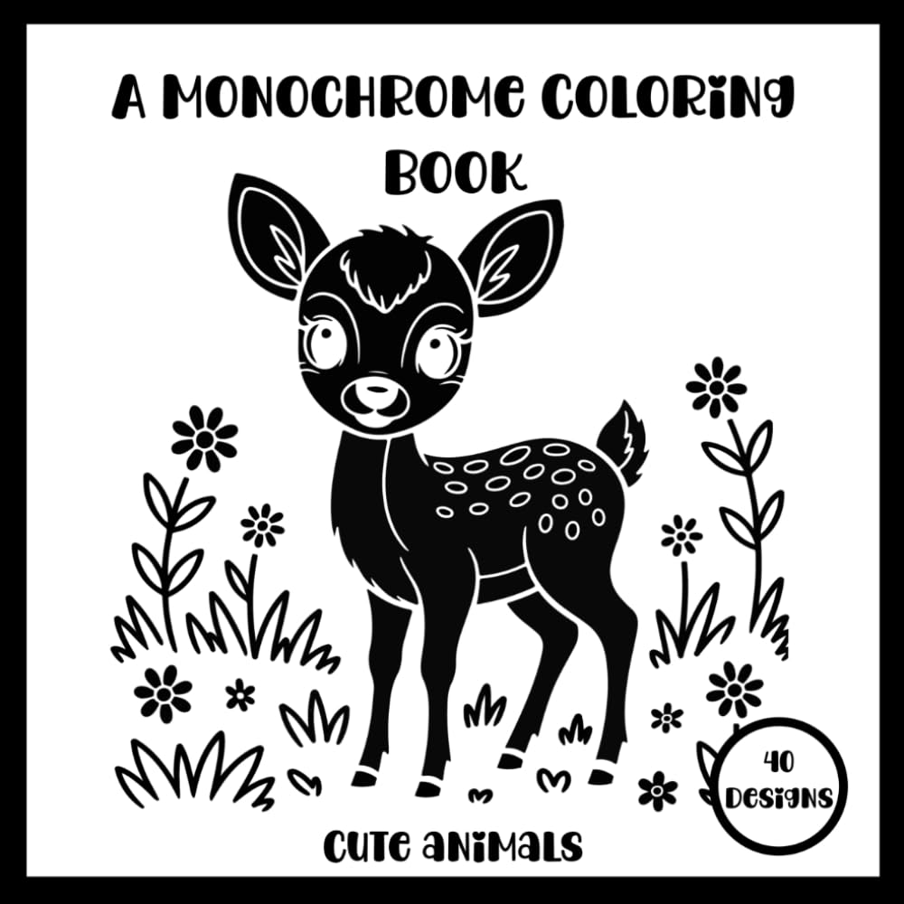 A Monochrome Coloring Book: A one color coloring book for calm and relaxation. 40 animal and bird designs.
