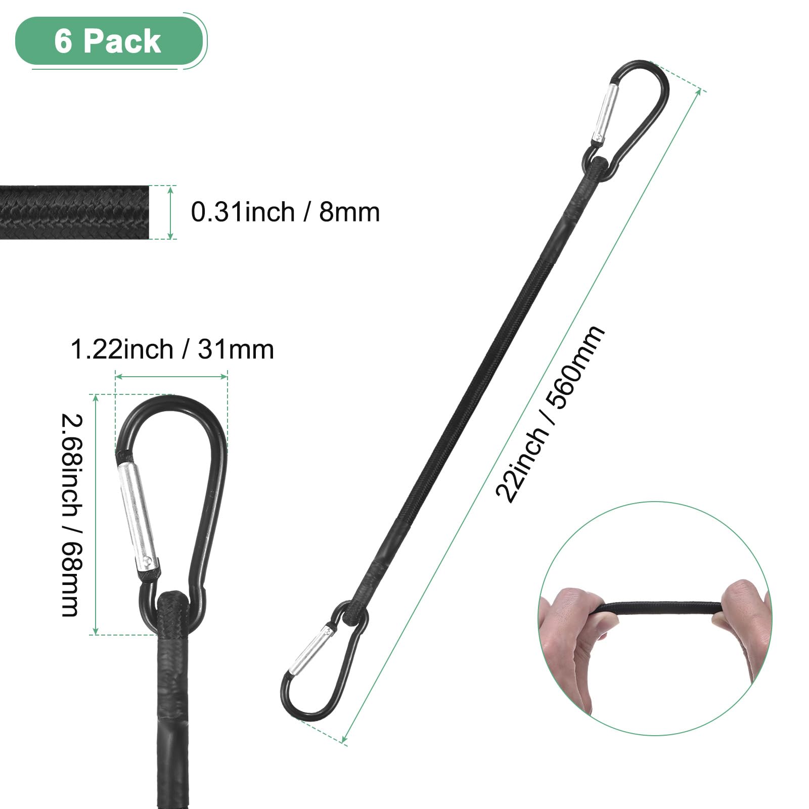 M METERXITY 6-Pack Bungee Cords - Image 3