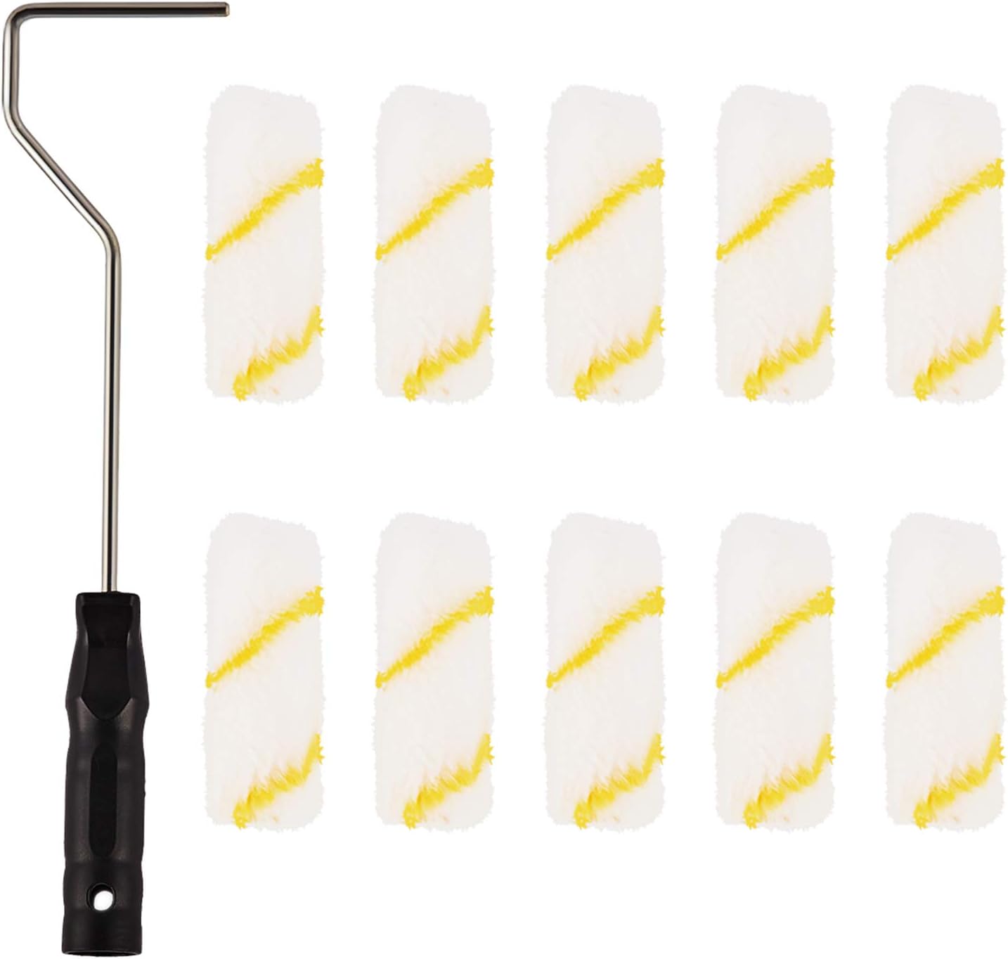 PILOT FISH 11Pcs Wall Paint Roller Brush with Roller Covers Kit, 4'' Professional Wall Painting Roller Brush Tools Roller Paint Brush for Home Repair and Professional Painting Walls