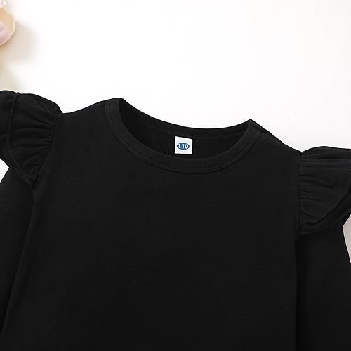 Miniatura 3 de Magic Park Blusa para bebé niña de 12 meses a 14 años, camisetas cortas y largas con volantes, color liso, camisetas casuales para niñas