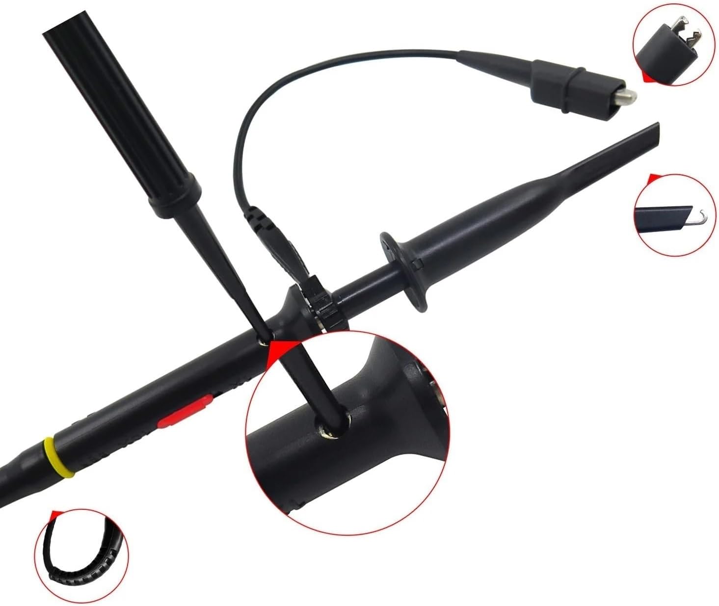 P7200 200MHz Oscilloscope Probe X1/X10 BNC Protective Cap Scope Probe DC-200MHz with Color Rings