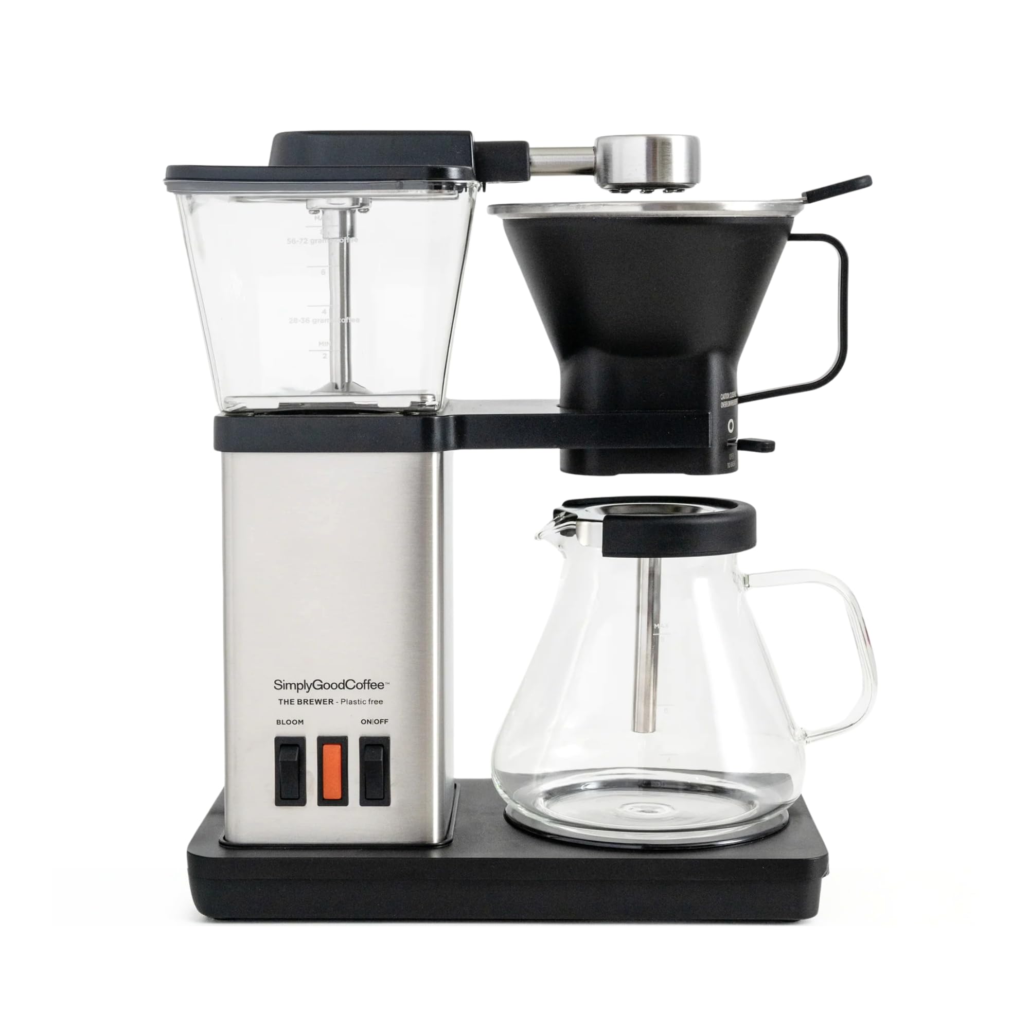SimplyGoodCoffee THE BREWER - bez plastiku. Ekspres do kawy i ekspres do kawy. Automatyczny ekspres do kawy z 8 filiżankami do nalewania kawy. Łatwy w użyciu, złoty kubek standardowy czarny/stal