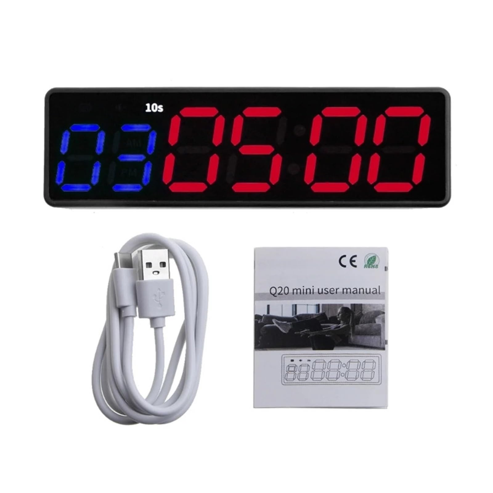 JVDDI Gym Timer Clock Workout Timer Interval Clock Stopwatch Count Down/Up Interval Timer LED Fitness Training Timer Outdoor(Nero)