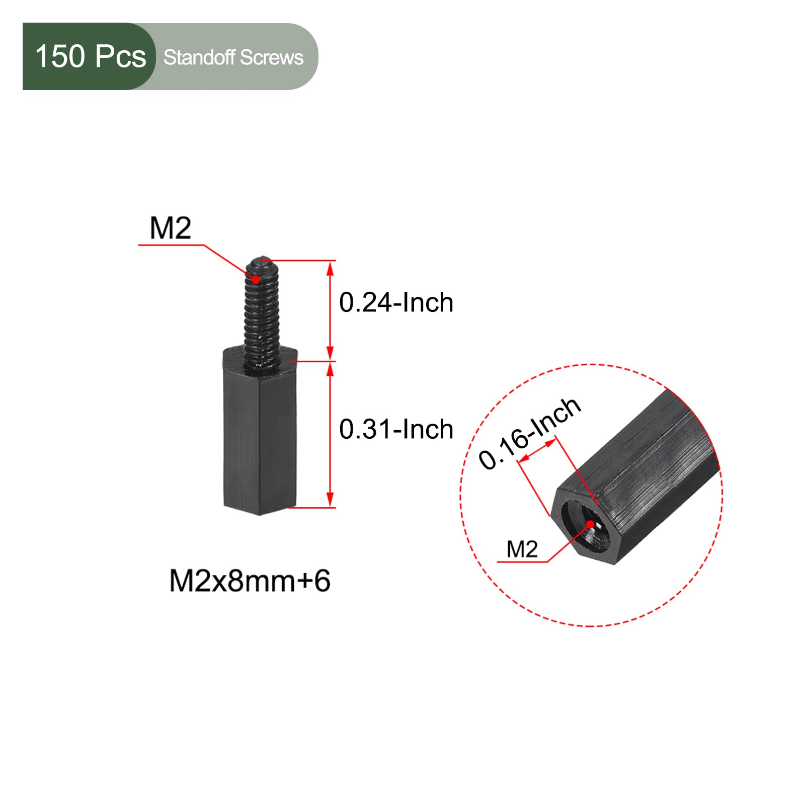 YOKIVE 150 Pcs M2 Standoff Screws, Nylon Hex PCB Standoffs with High Insulation Effect, Keep Height Consistent - Image 2