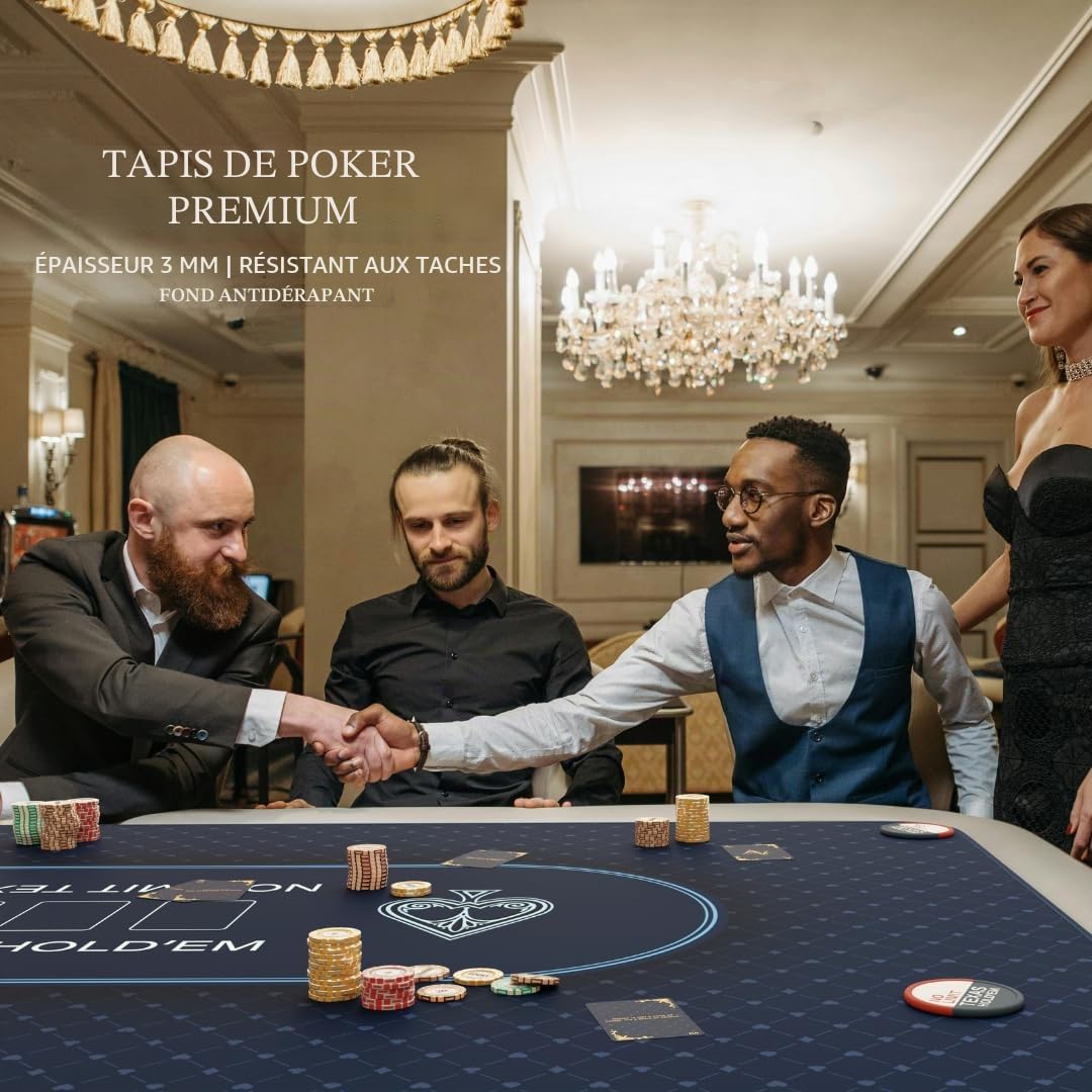 Elil - Tapis de Poker | Plateau de Table de Poker Pliable pour Une Installation Facile | Plateau de Table de Poker Portable | Idéal pour Les Jeux à Domicile | pour 8 à 10 Joueurs (Bleu Classique)