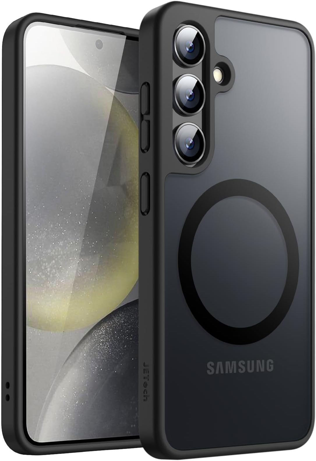 JETech Magnetic Case for Samsung Galaxy S24 Plus 5G, Compatible with MagSafe, Translucent Matte Back Shockproof Phone Cover (Black)