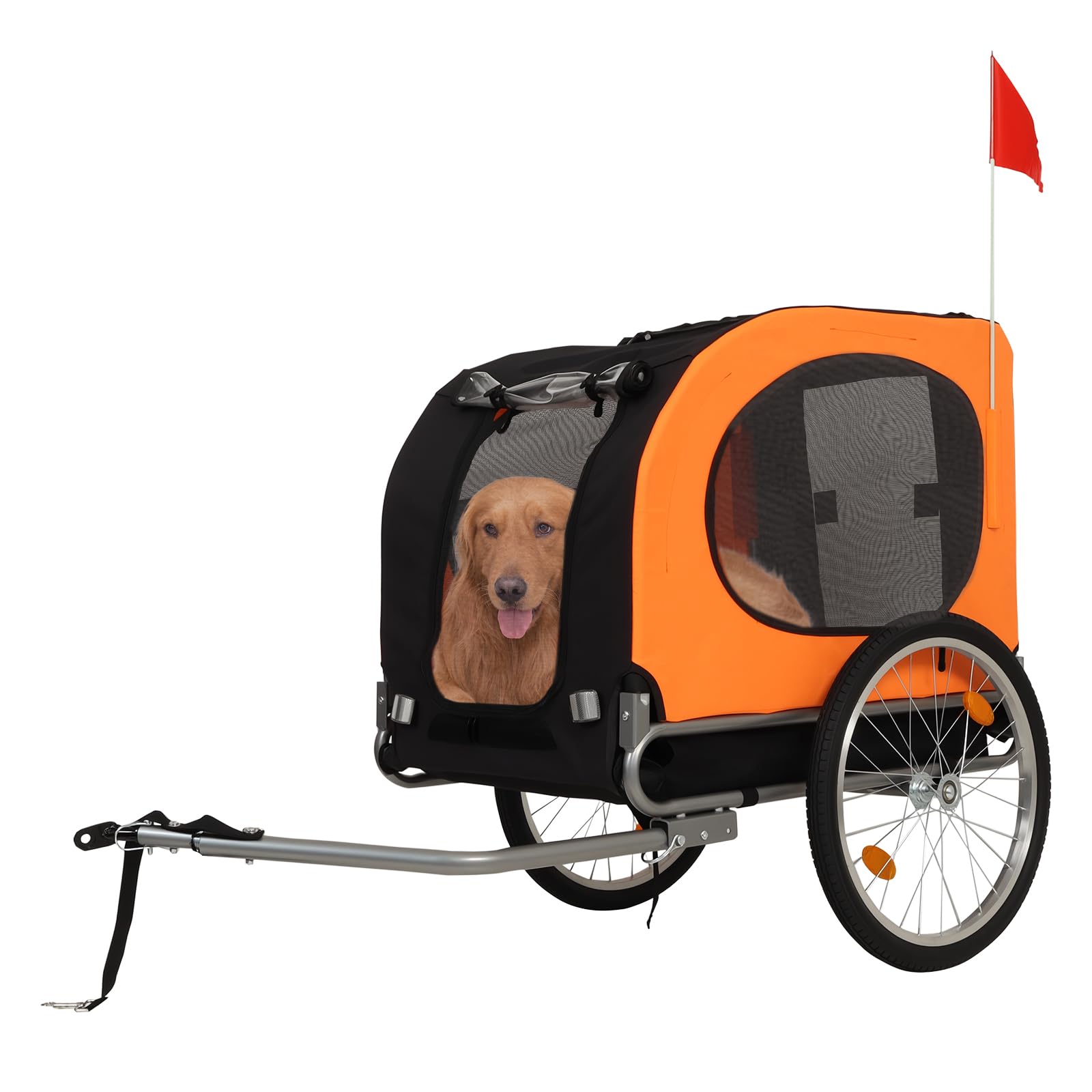 Dog Bike Trailer, 88LBS Dog Cart for Bicycle, Pet Cart Bicycle Carrier for Small and Medium Pets,Easy Folding Cart Frame, Quick Release Wheel, Univer-Sal Bicycle Coupler, Washable Non-Slip Lining, Orange, 88LBS