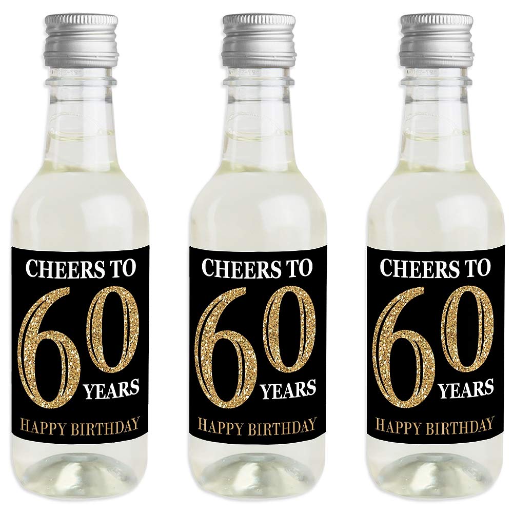 Calcomanías de 60 cumpleaños para botellas, celebra con alegría y estilo dorado 8