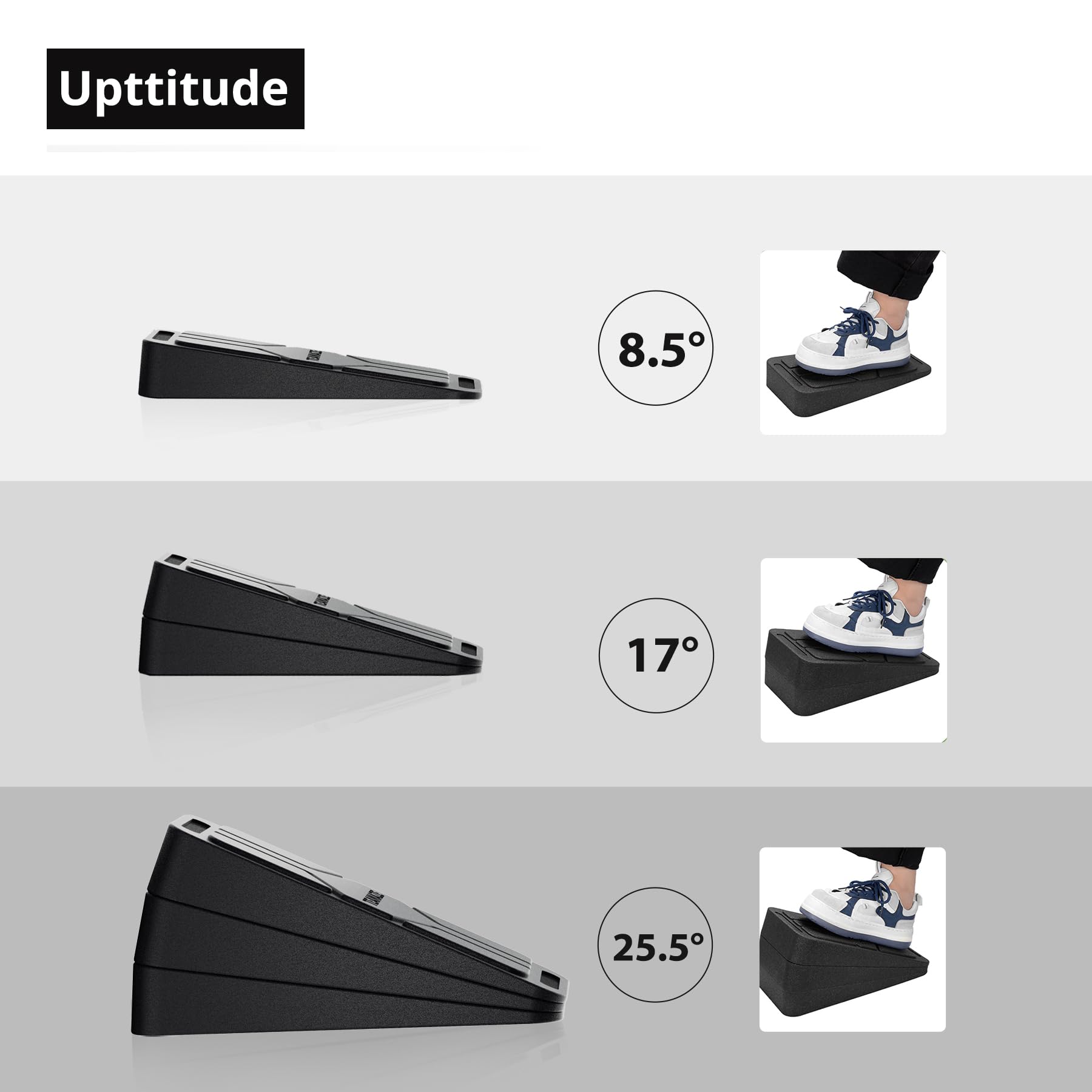 BOOSTEADY Wadendehner im 6er Set, verstellbare Winkel Wadenstretcher Slant Board für Wadendehnung rutschfester Gummi Squat Wedge Slant Board für Physiotherapie, Heimübungen, Kniebeugen, Wadendehnung