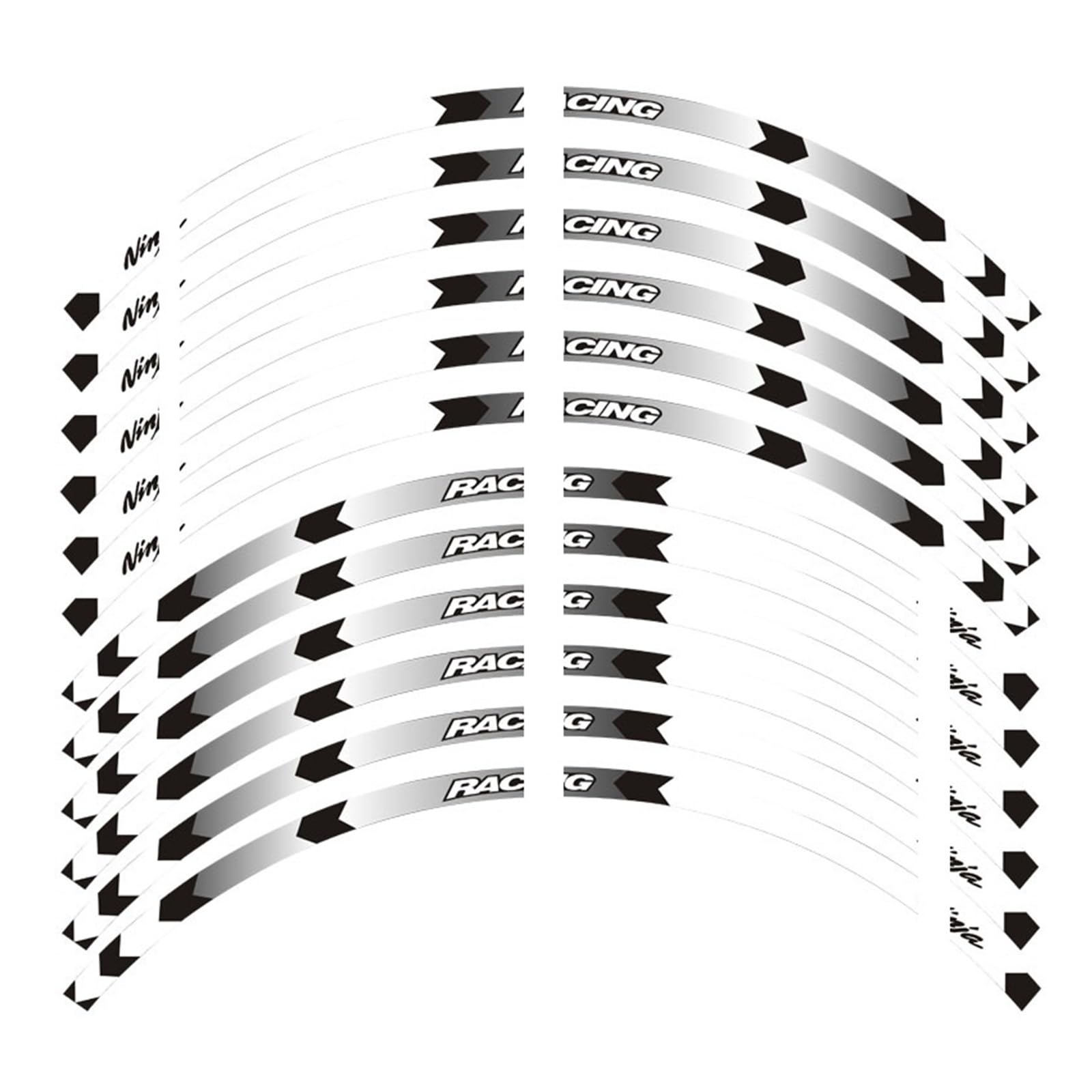 Hub Decals Rim for NINJA250 NINJA300 NINJA650FNINJA1000 for ZX-6R 10R 14R for H2/H2R Adhesive Emblem Wheel Reflective Stickers Rim Stripe Tape(A White)