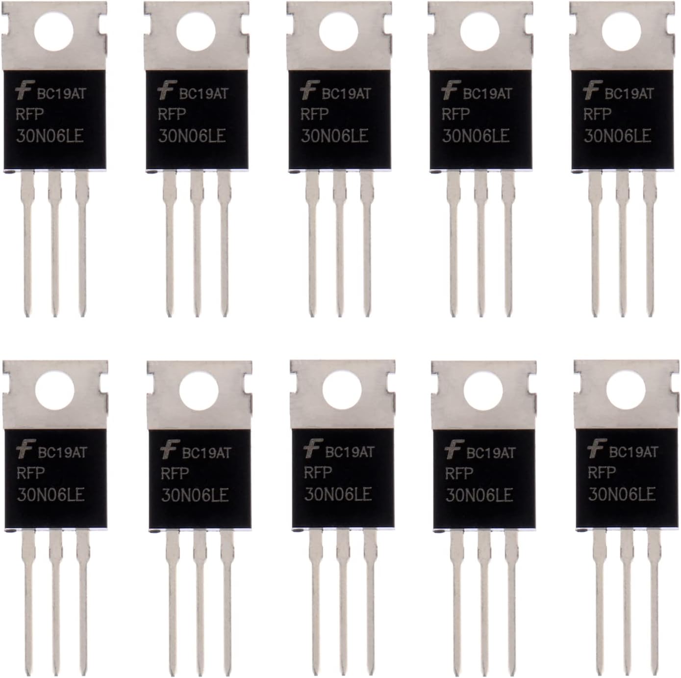 BOJACK RFP30N06LE MOSFET 30 A 60 V RFP30N06LE N-Channel Power MOSFET Transistor ESD Rated TO-220 (Pack of 10)
