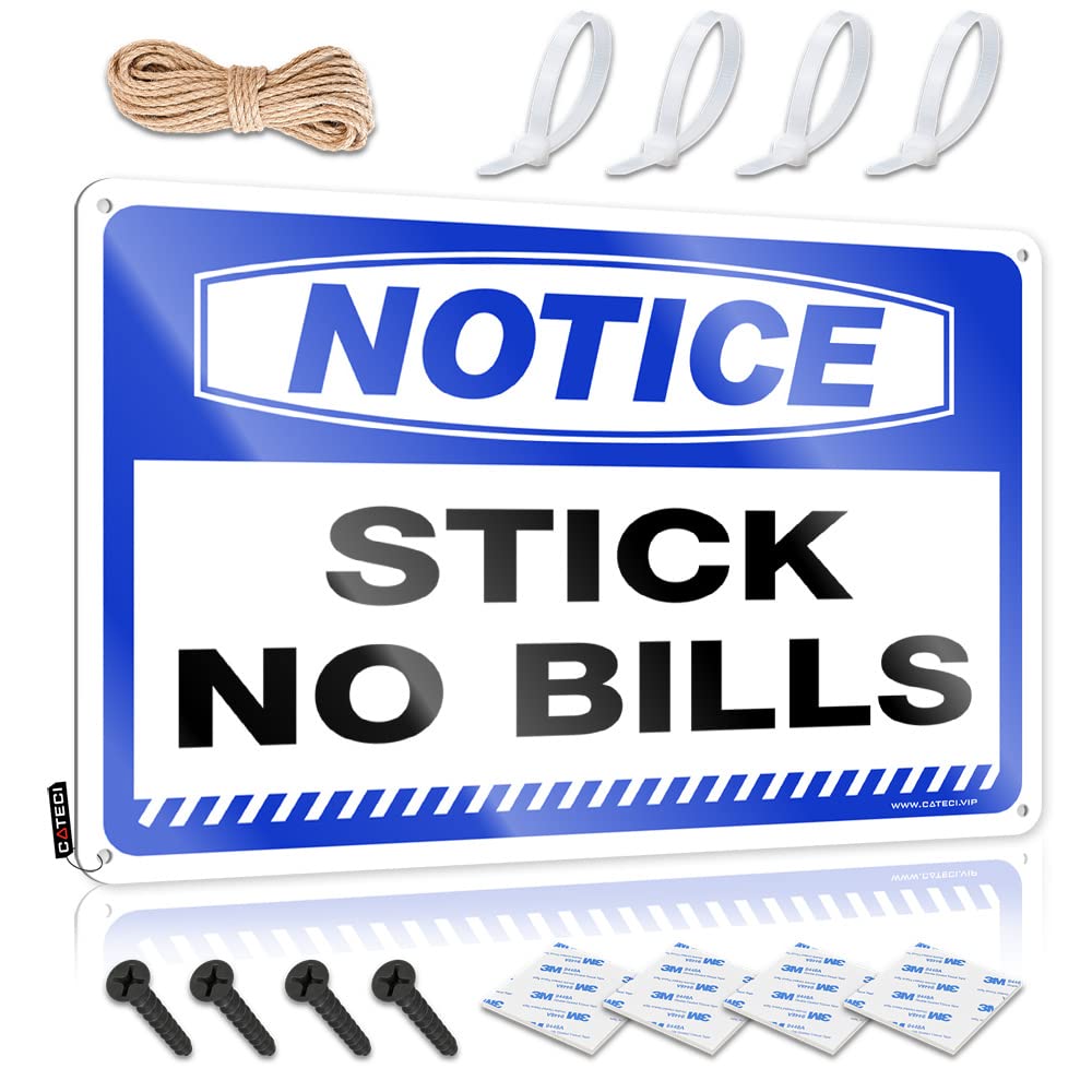 HELIOFORGE Bar Funny Signs Notice Stick No Bills Tin Sign Funny Home Bar Signs Man Cave Signs For Men(30X40CM)